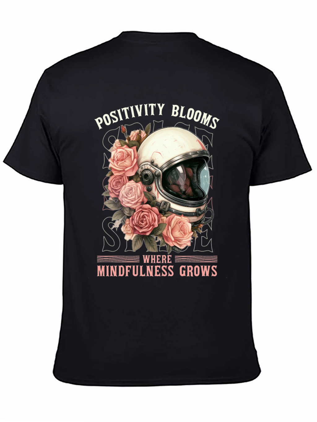 Positivity Blooms Tee - Astronaut Helmet & Roses
