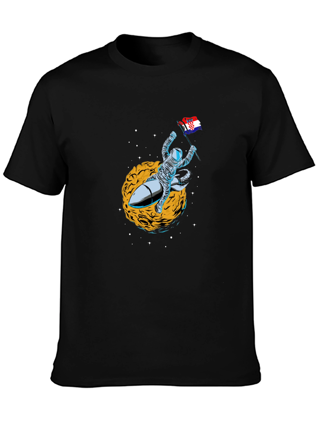 Astronaut Rocket Croatian Flag T-Shirt