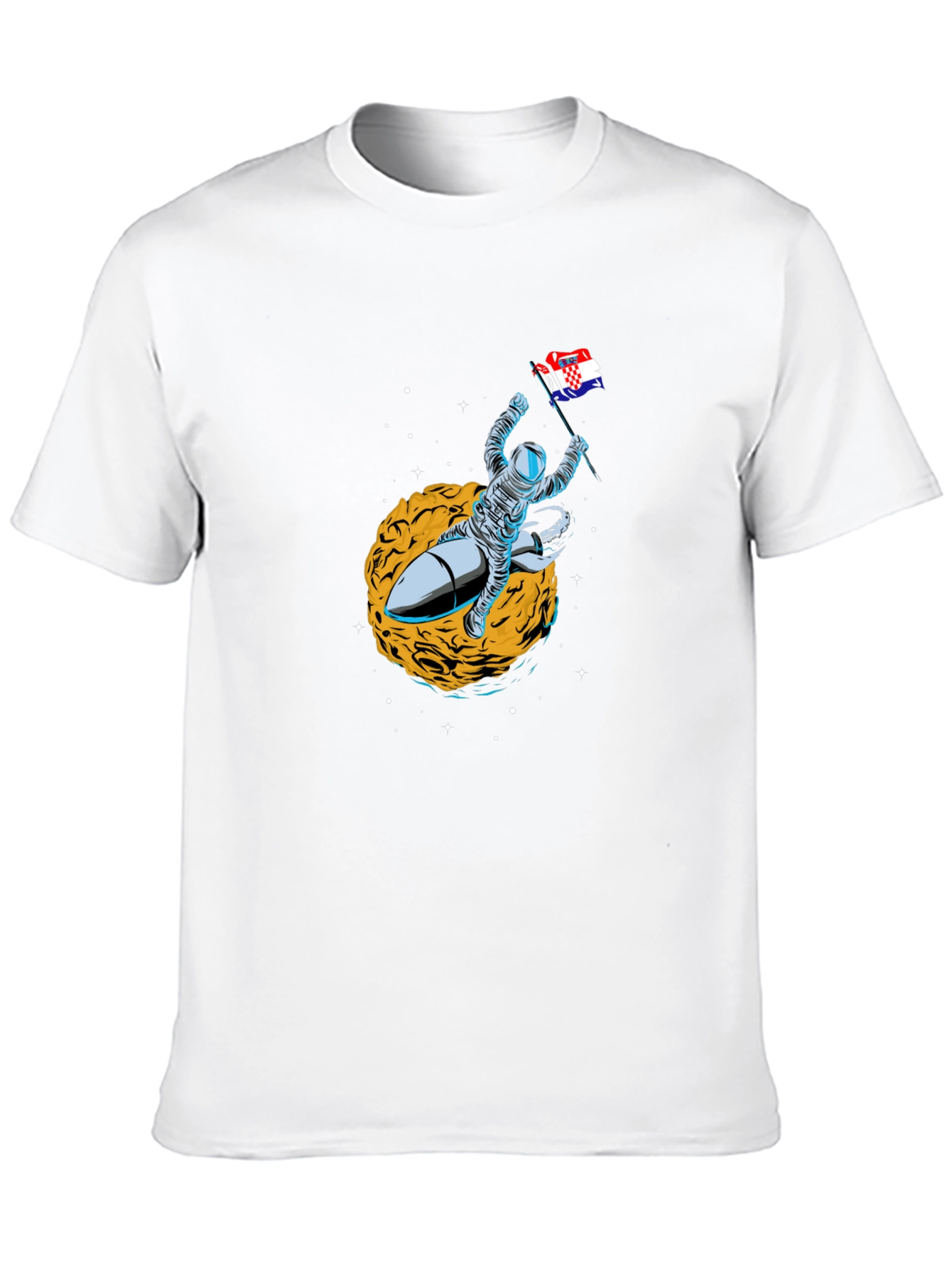 Astronaut Rocket Croatian Flag T-Shirt