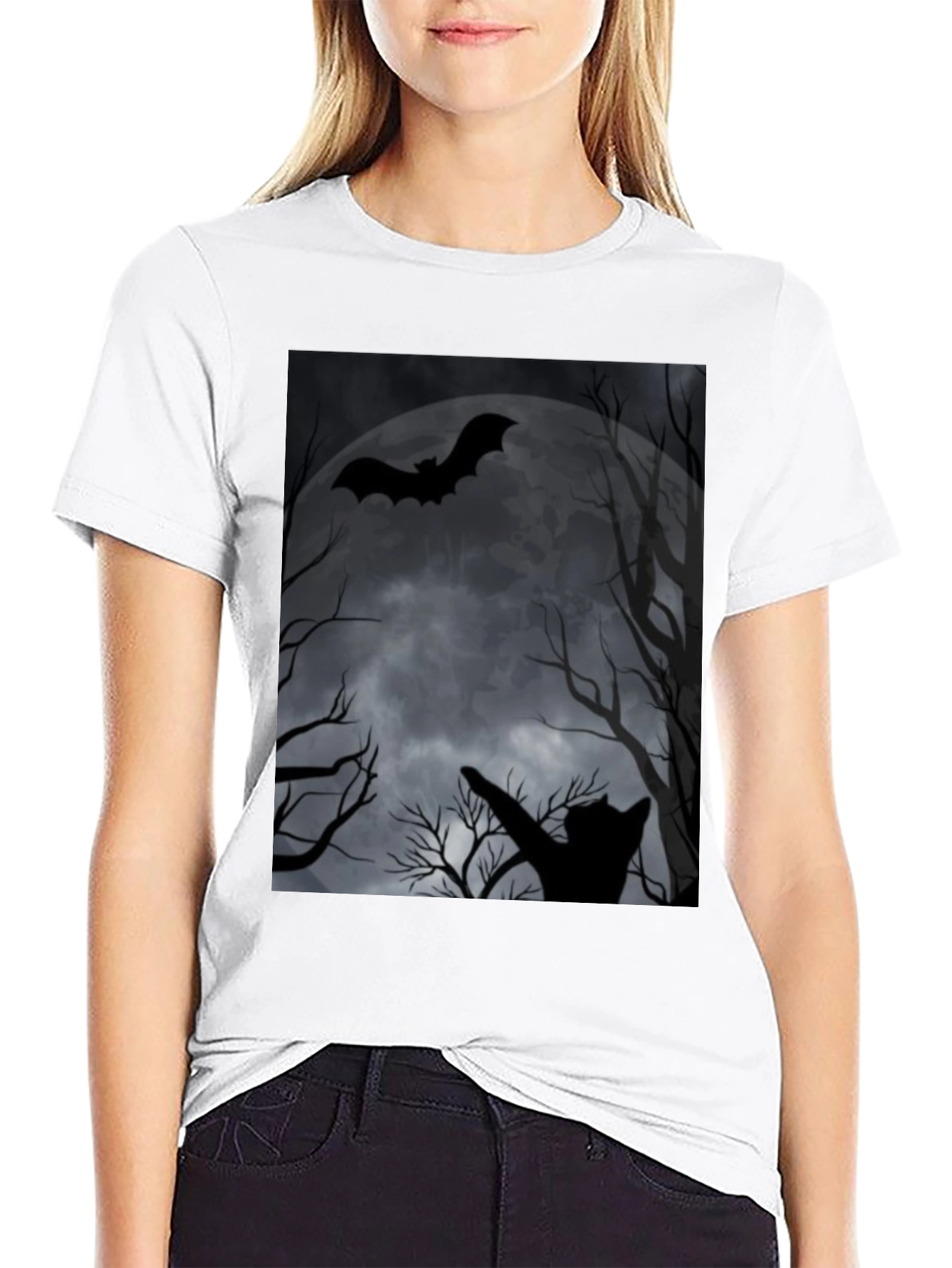 Halloween Cat & Bat T-Shirt