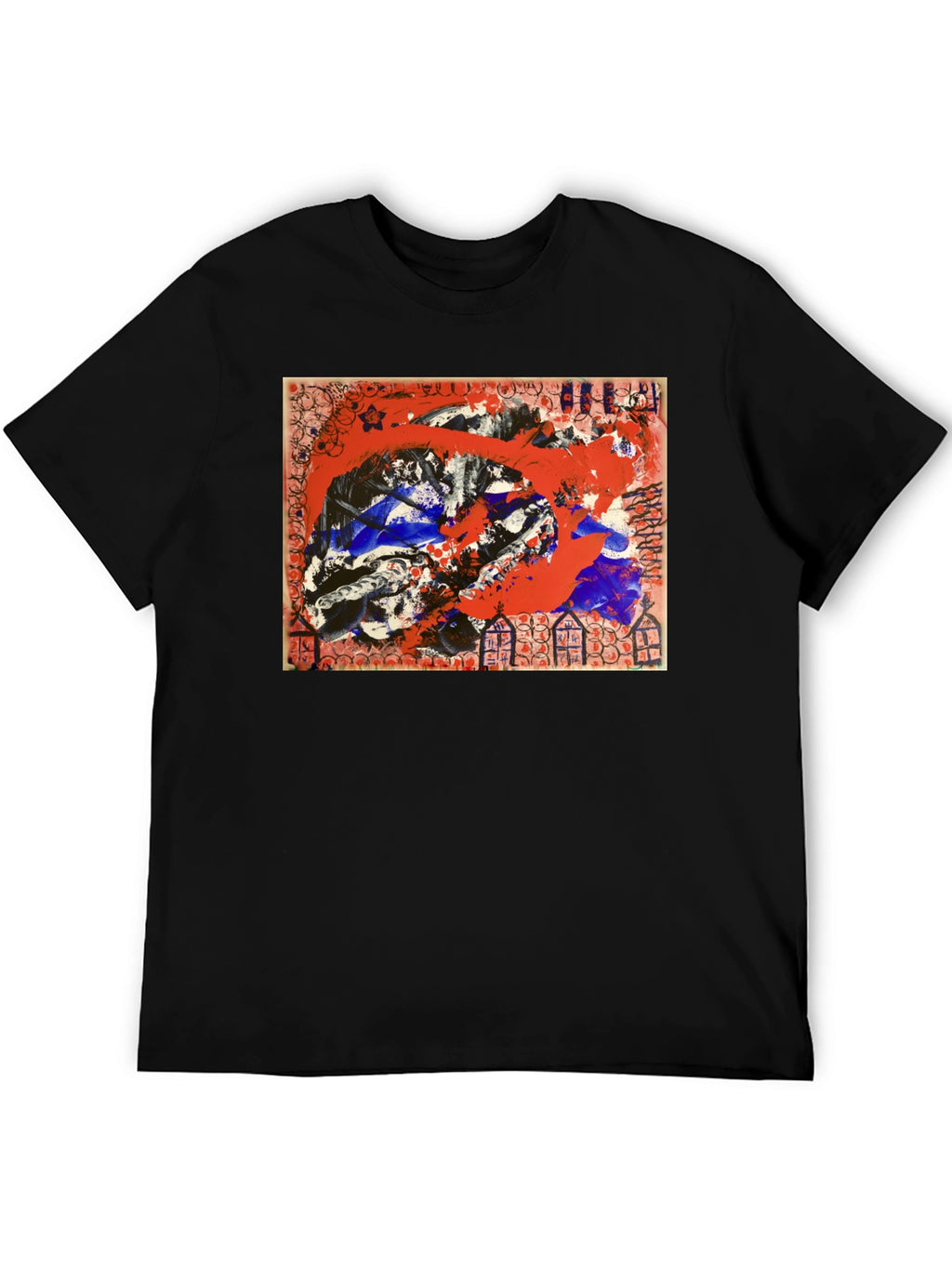 Abstract Art Graphic Tee - Mens Black T-Shirt