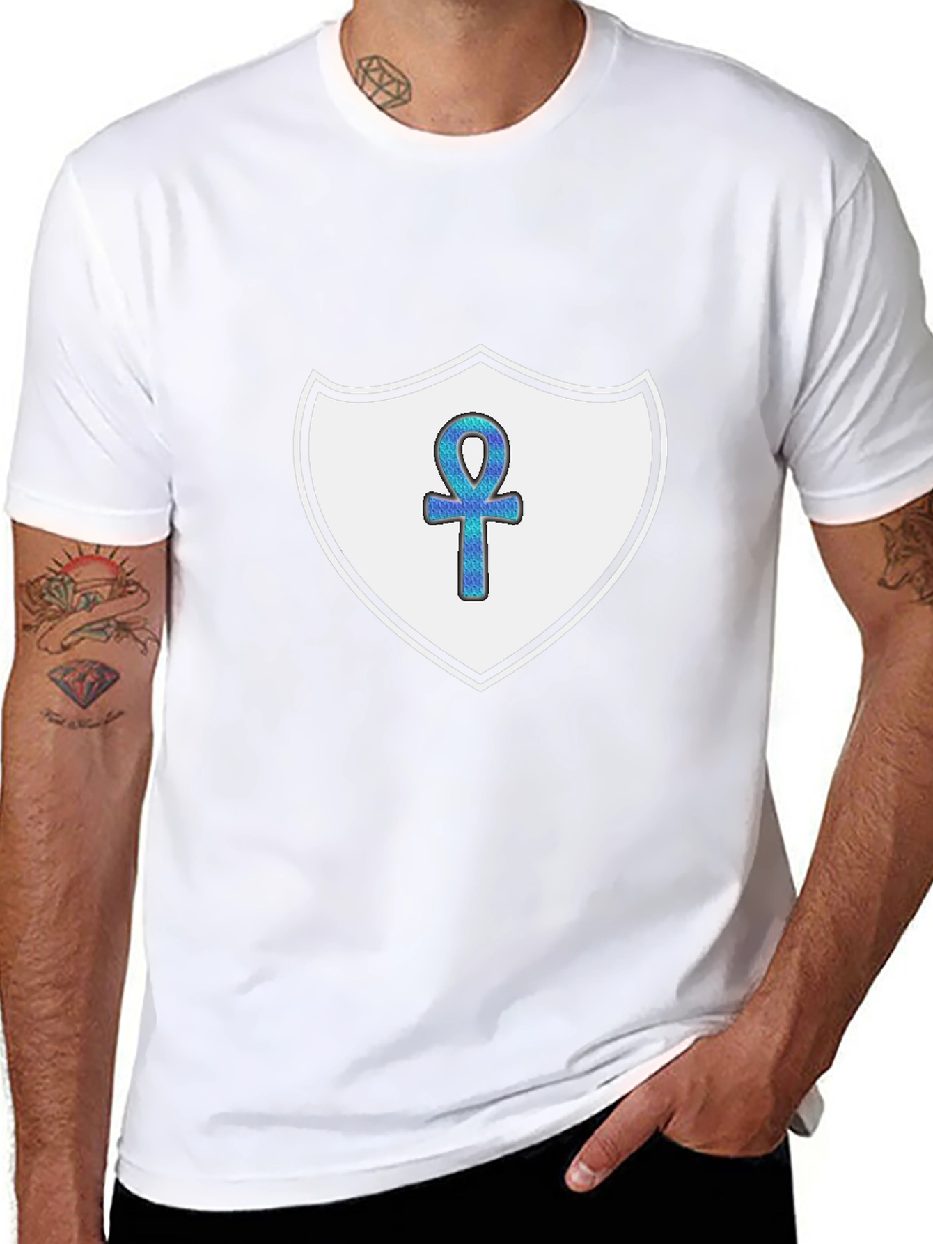 Ankh Shield Graphic T-Shirt - Black