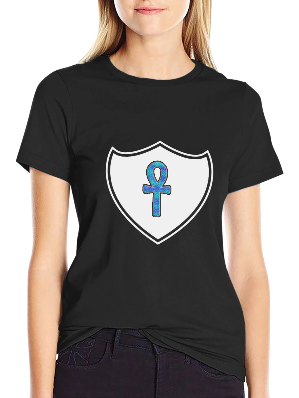 Ankh Shield Graphic T-Shirt - Black