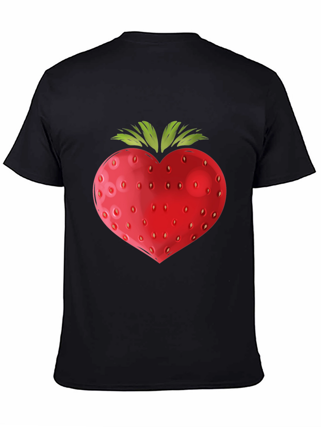 Strawberry Heart Graphic Black T-Shirt