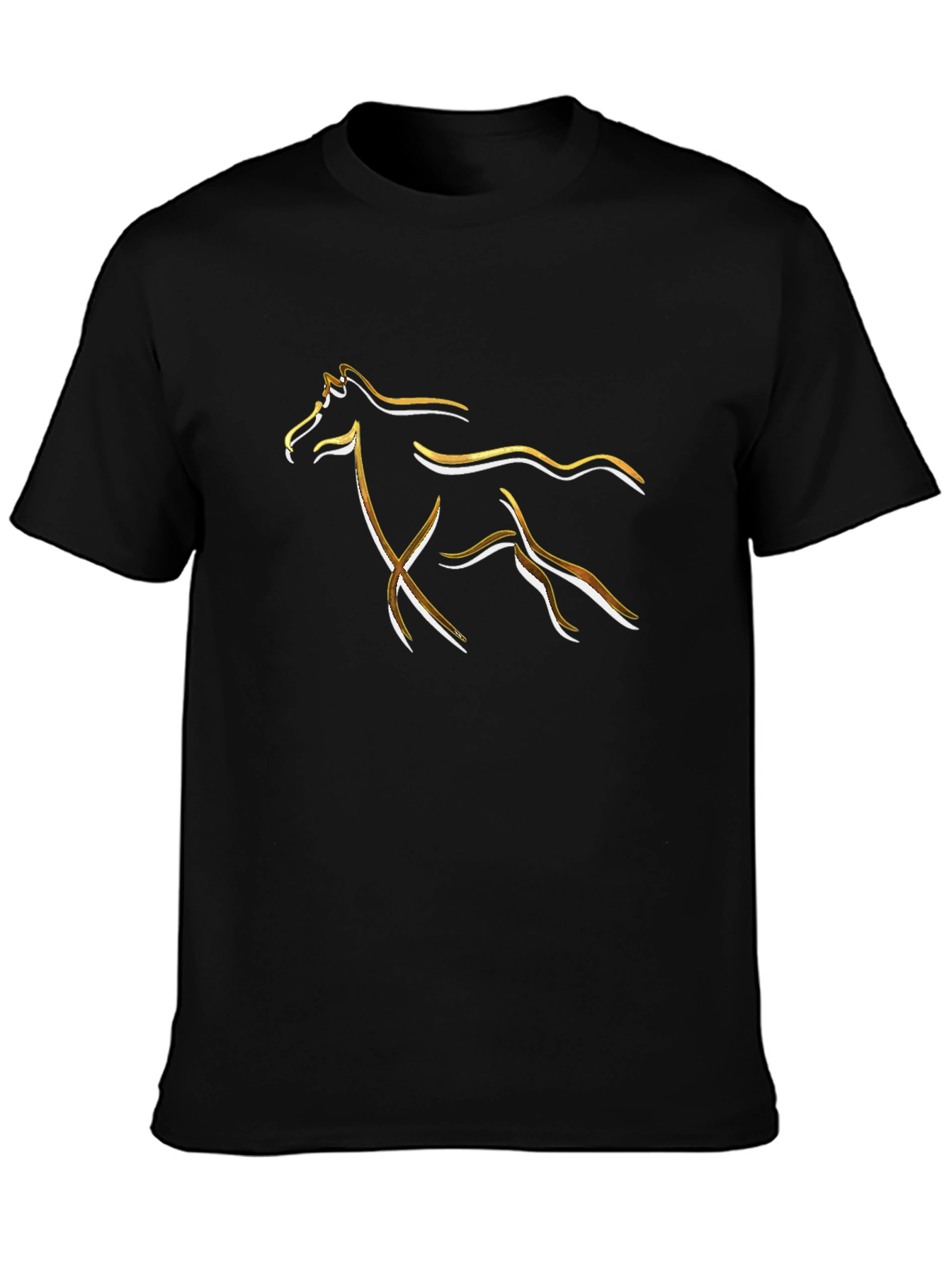 Abstract Horse Graphic Tee - Stylish Black T-Shirt