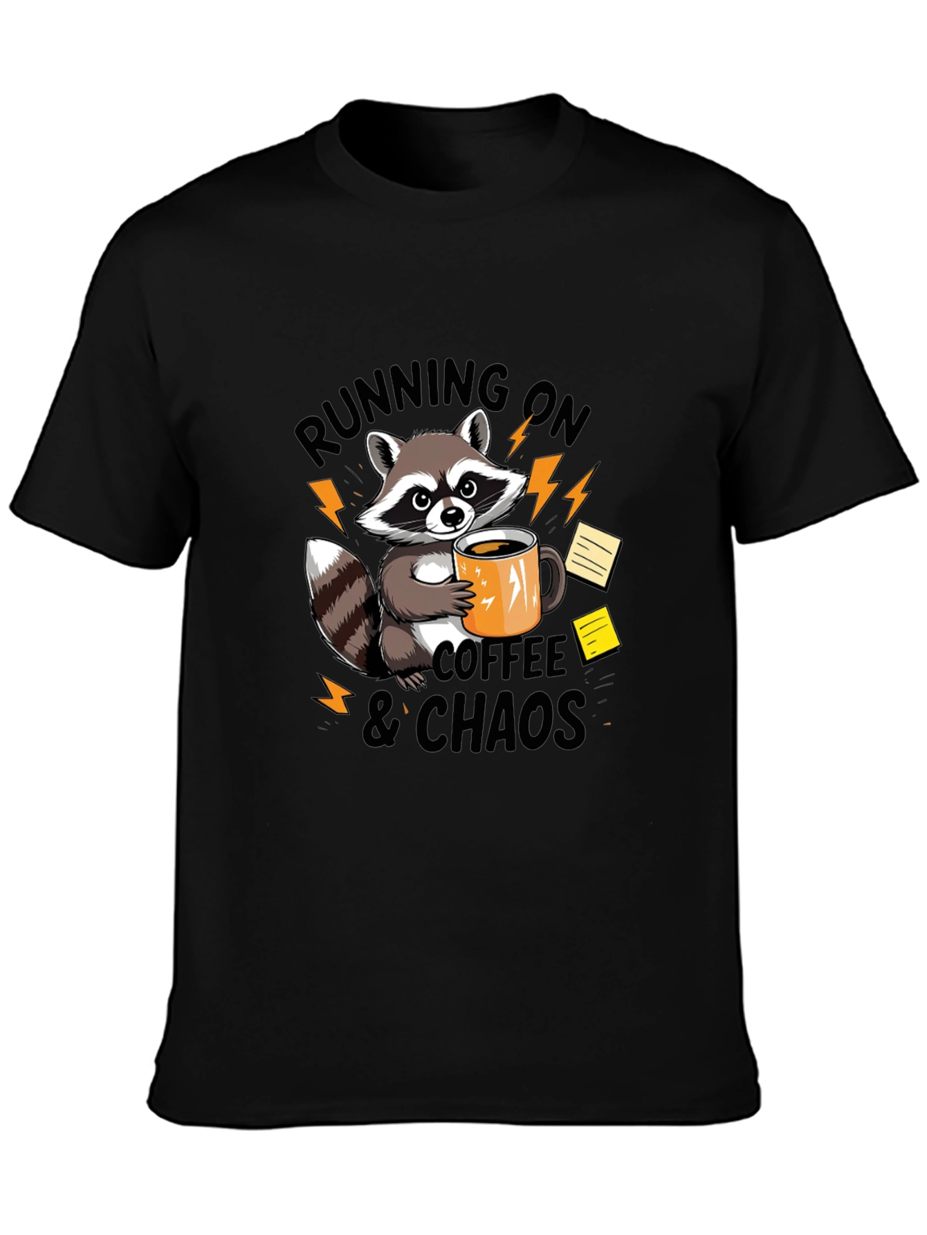 Running on Coffee & Chaos Raccoon Graphic T-Shirt