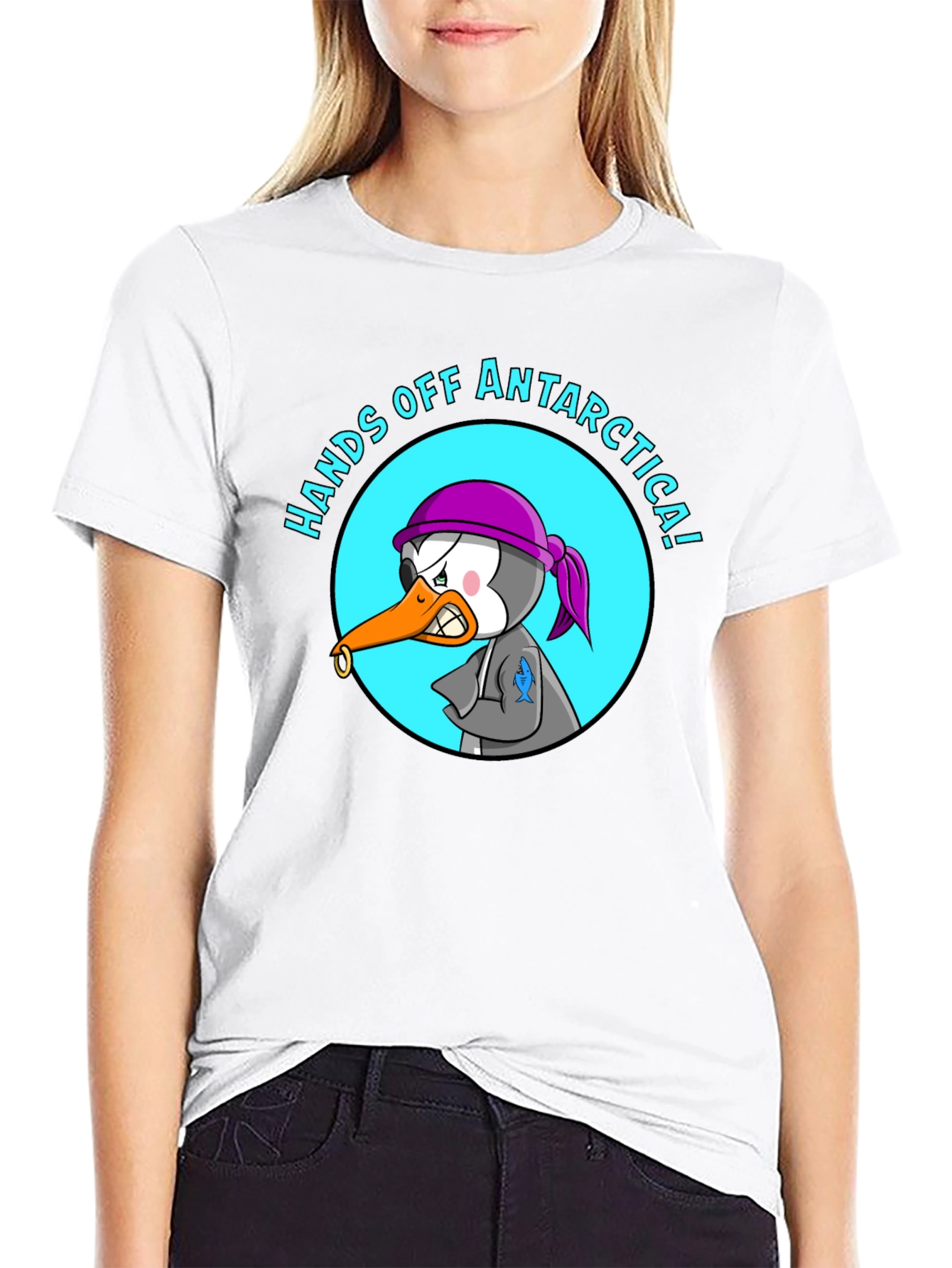 Hands Off Antarctica T-Shirt - Angry Penguin