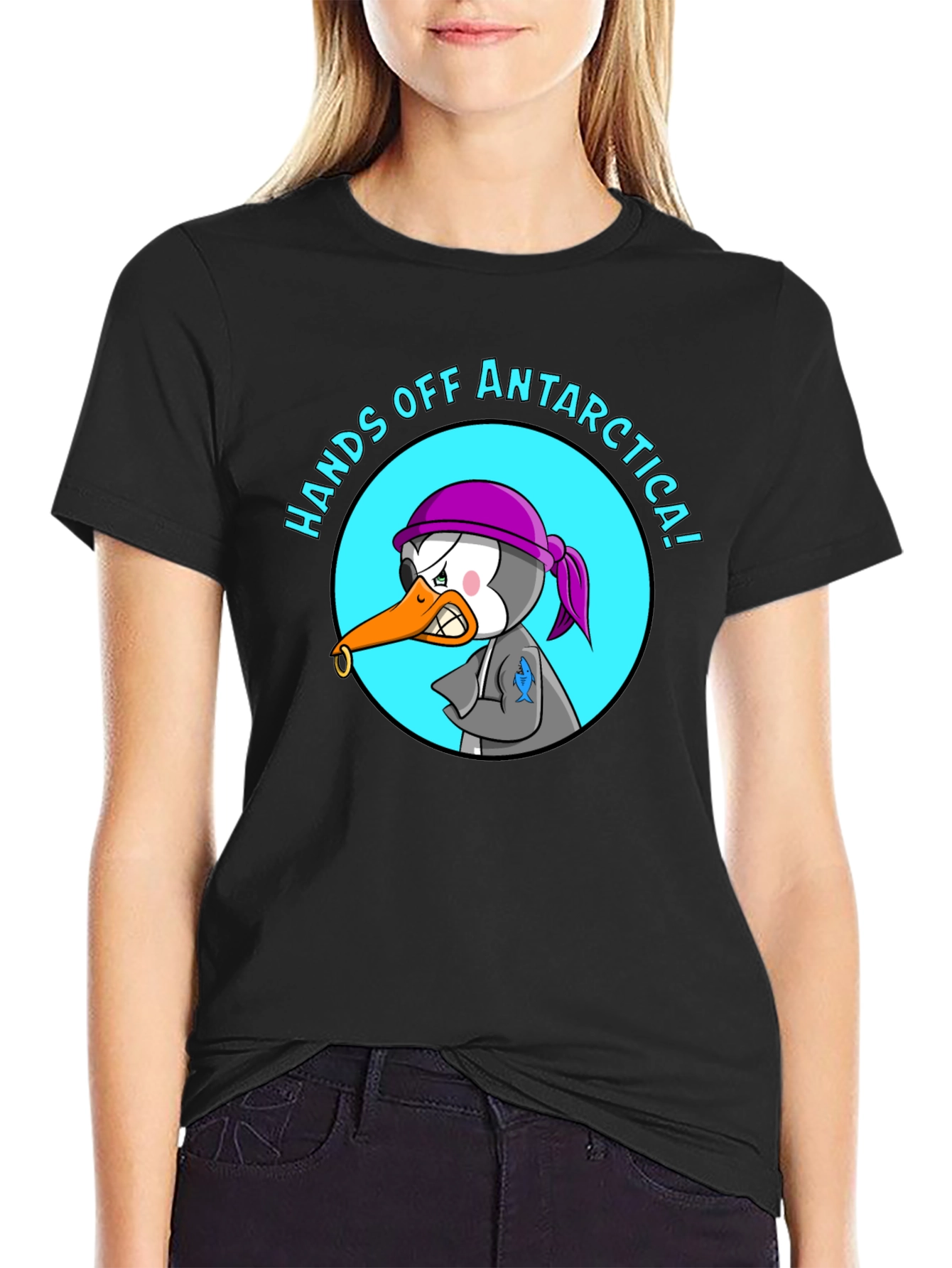 Hands Off Antarctica T-Shirt - Angry Penguin