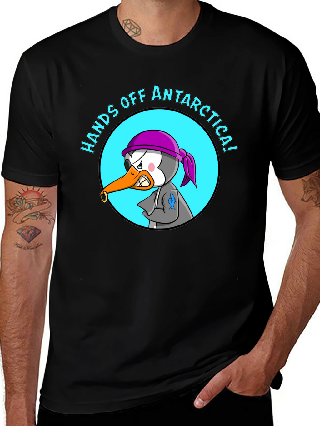 Hands Off Antarctica T-Shirt - Angry Penguin