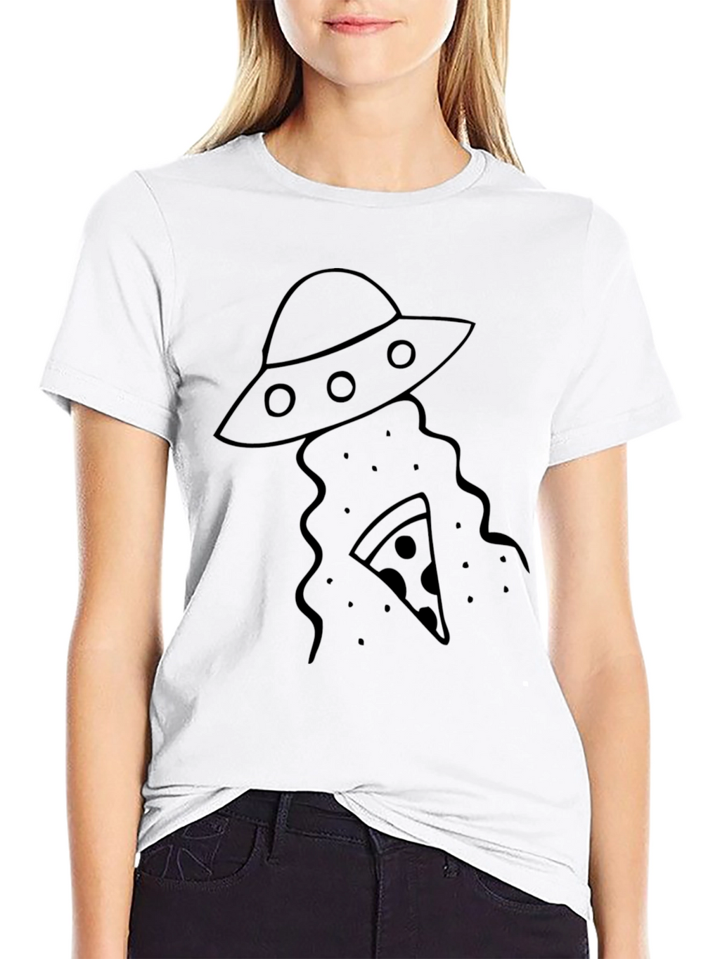 Alien Pizza Abduction Graphic T-Shirt