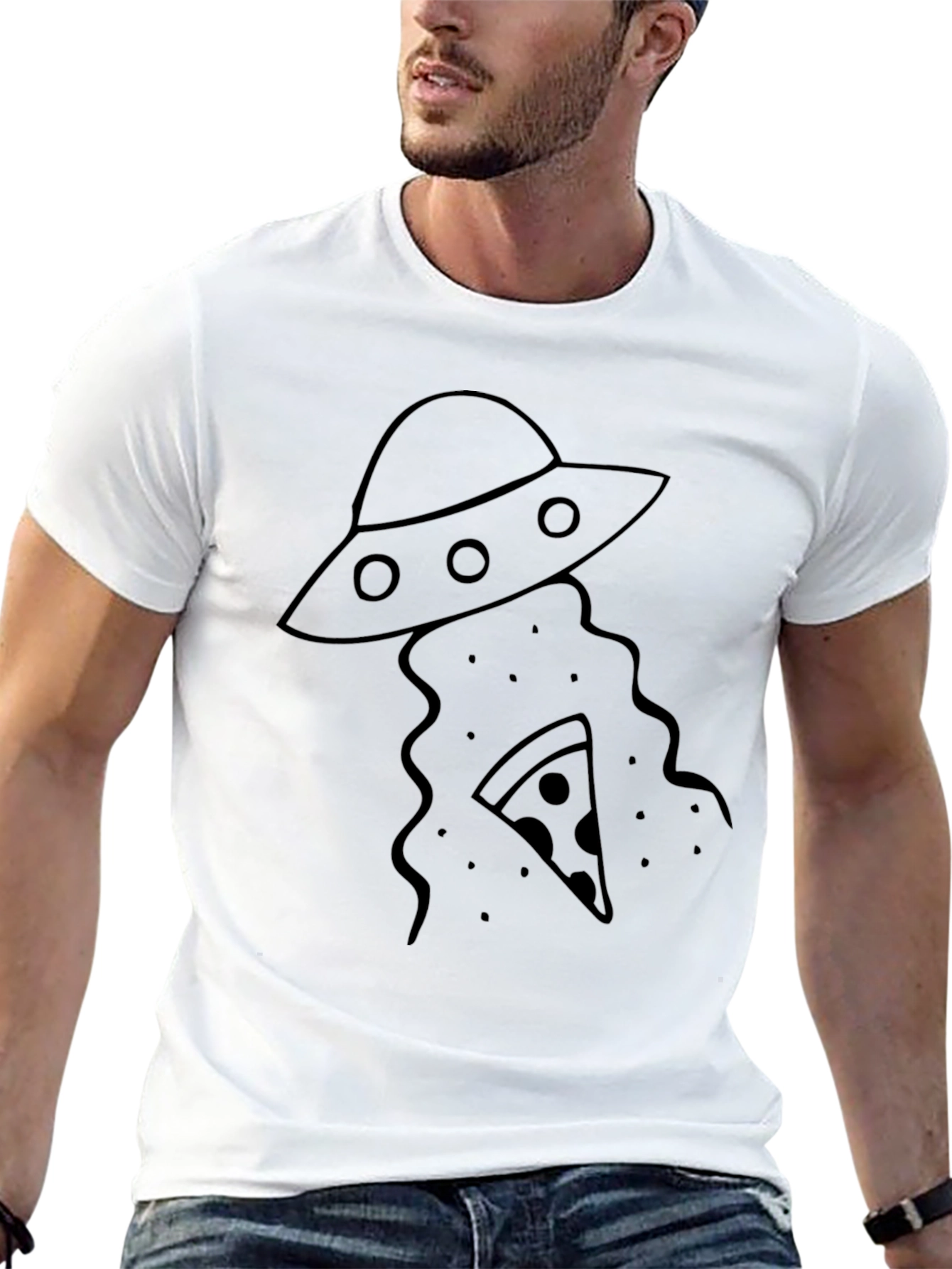 Alien Pizza Abduction Graphic T-Shirt