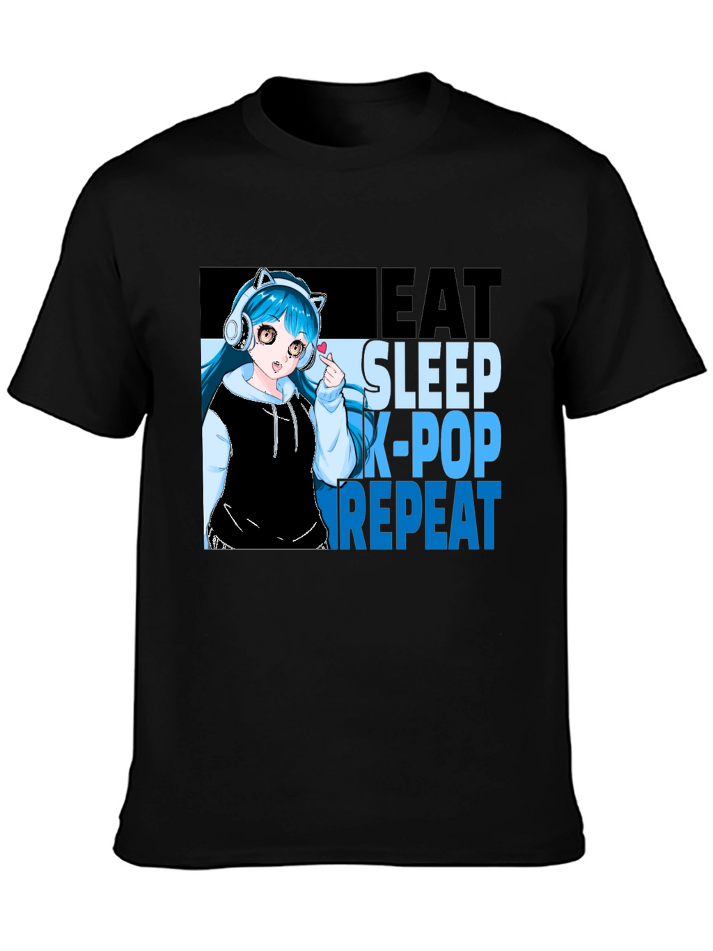 Eat Sleep K-Pop Repeat Anime Graphic Tee