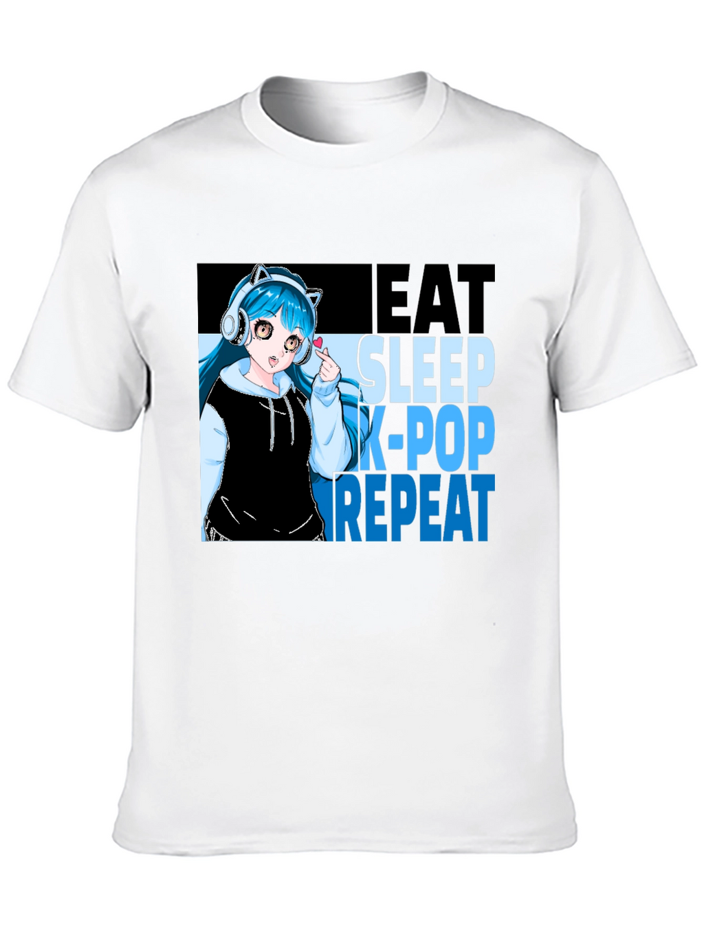 Eat Sleep K-Pop Repeat Anime Graphic Tee