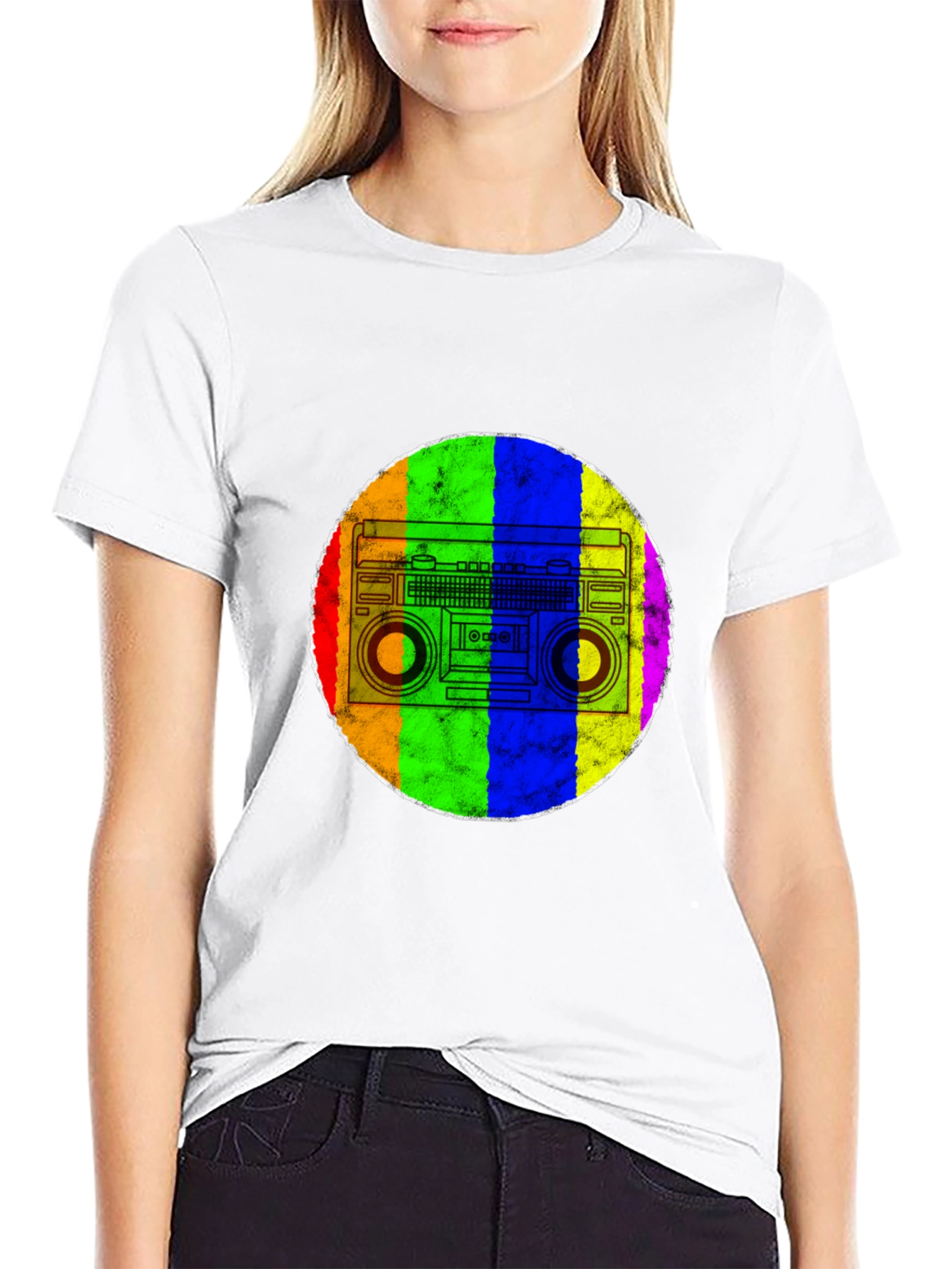 Retro Rainbow Boombox T-Shirt