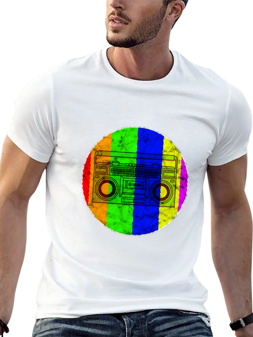 Retro Rainbow Boombox T-Shirt