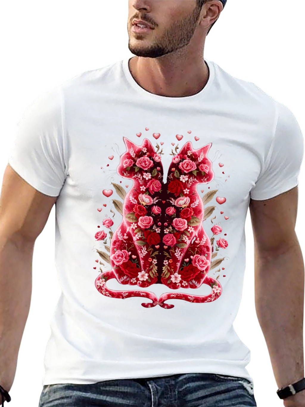 Floral Cat Lover T-Shirt - Valentines Day Edition