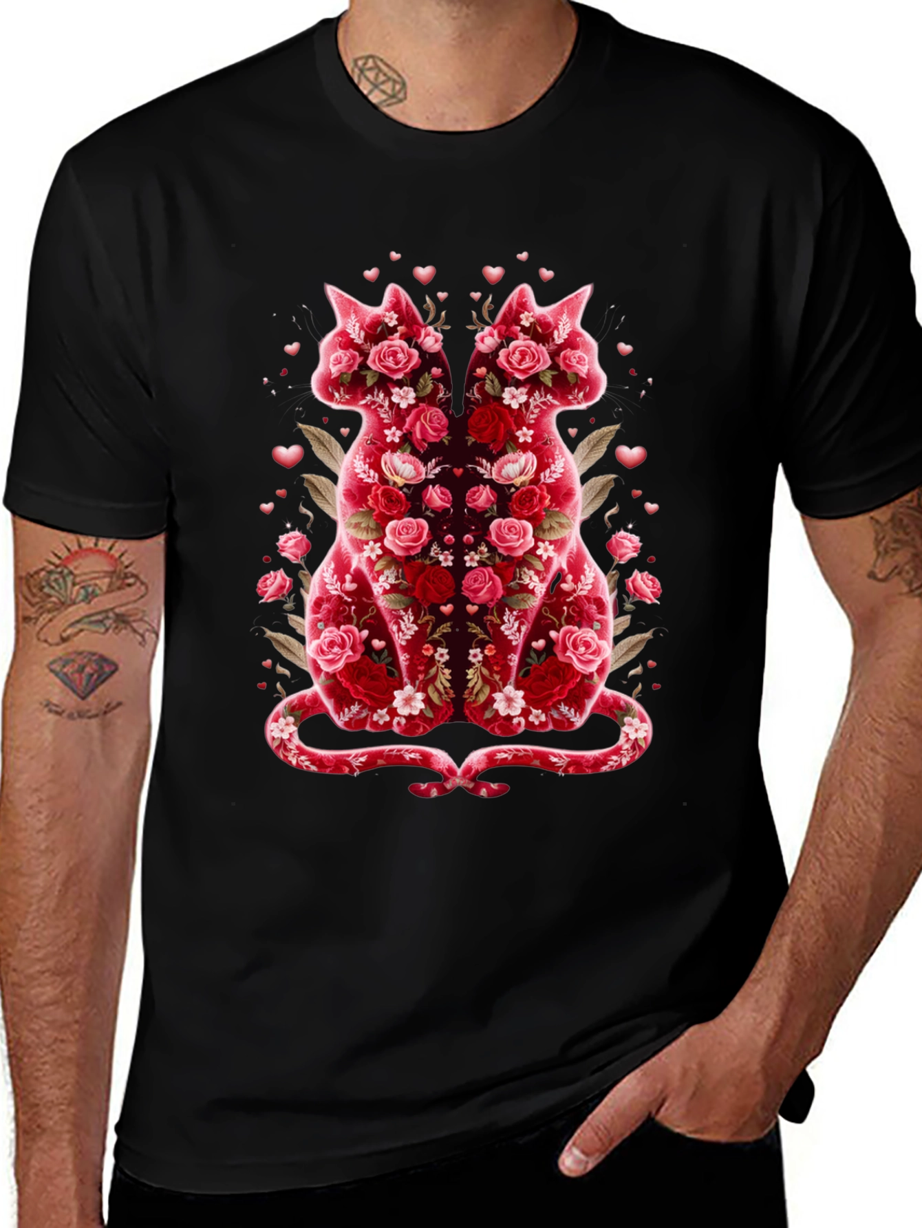 Floral Cat Lover T-Shirt - Valentines Day Edition