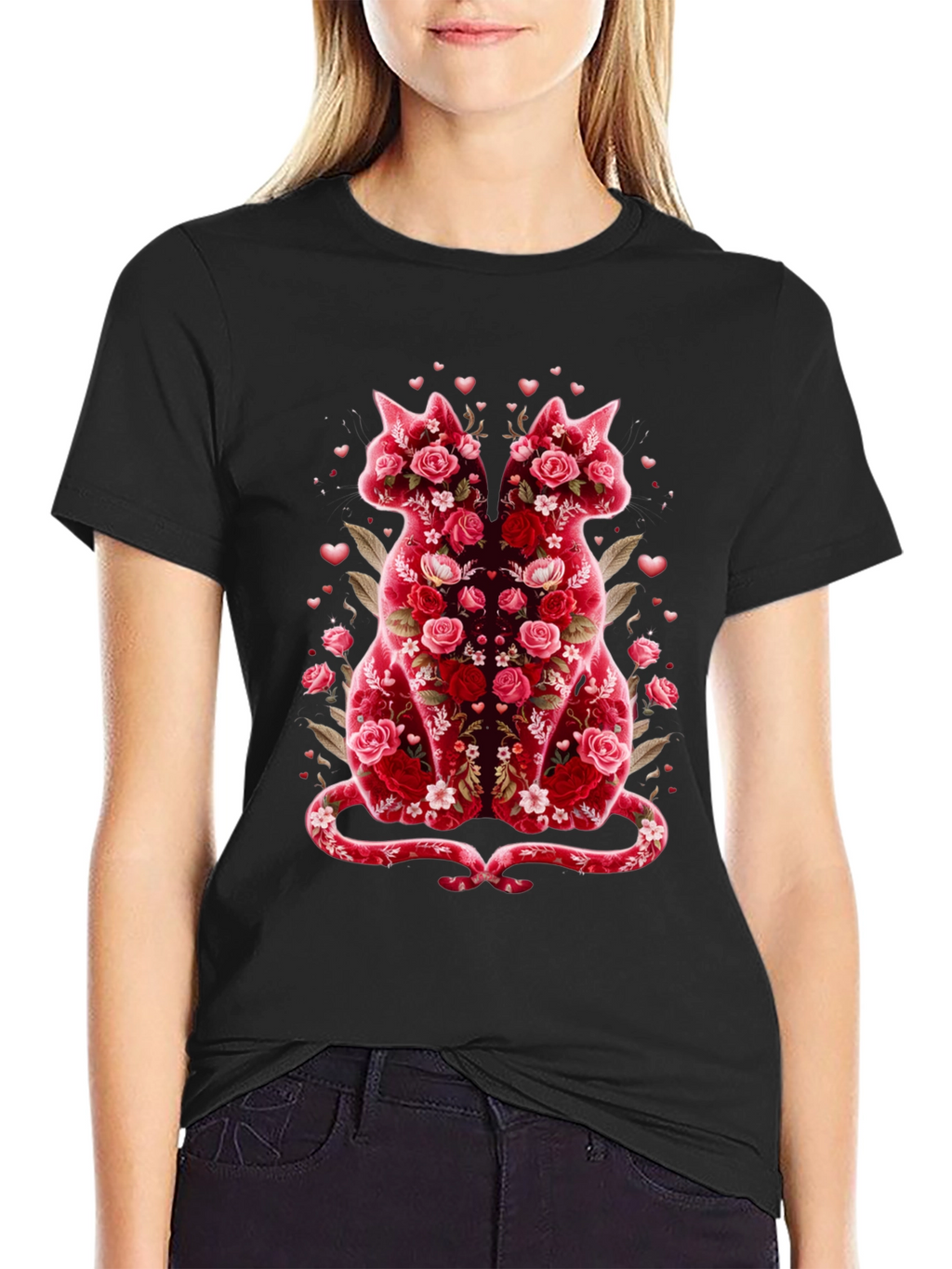 Floral Cat Lover T-Shirt - Valentines Day Edition