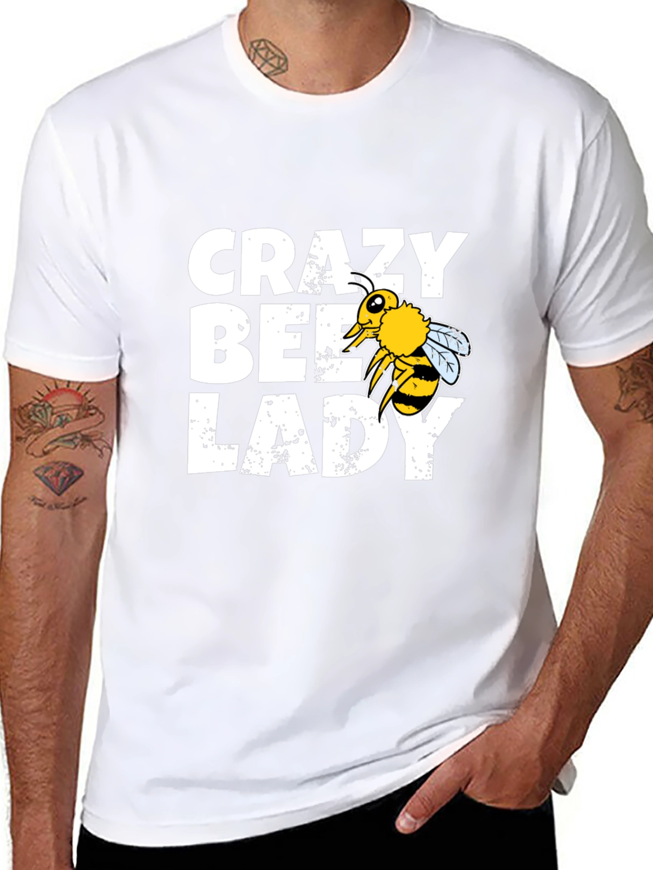 Crazy Bee Lady Graphic Tee - Black Cotton Blend