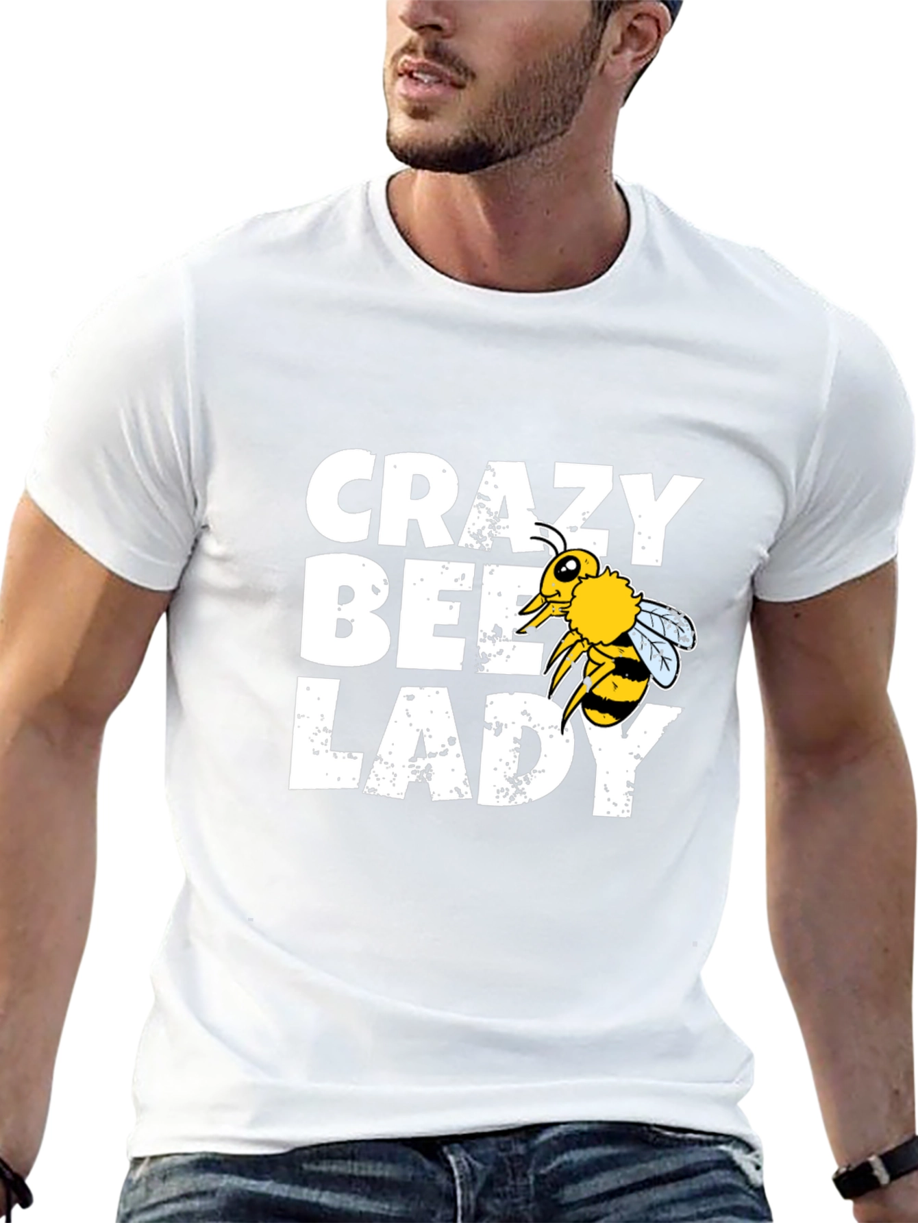 Crazy Bee Lady Graphic Tee - Black Cotton Blend