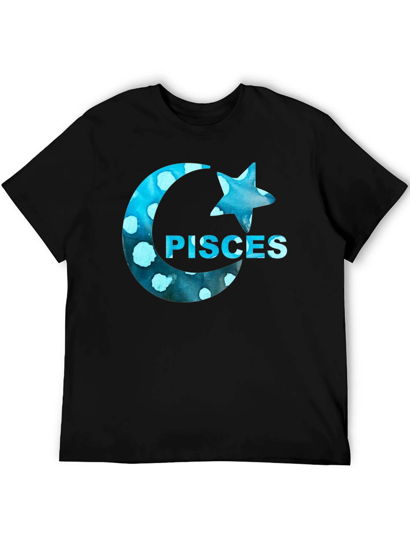 Pisces Zodiac T-Shirt - Blue Watercolor Design