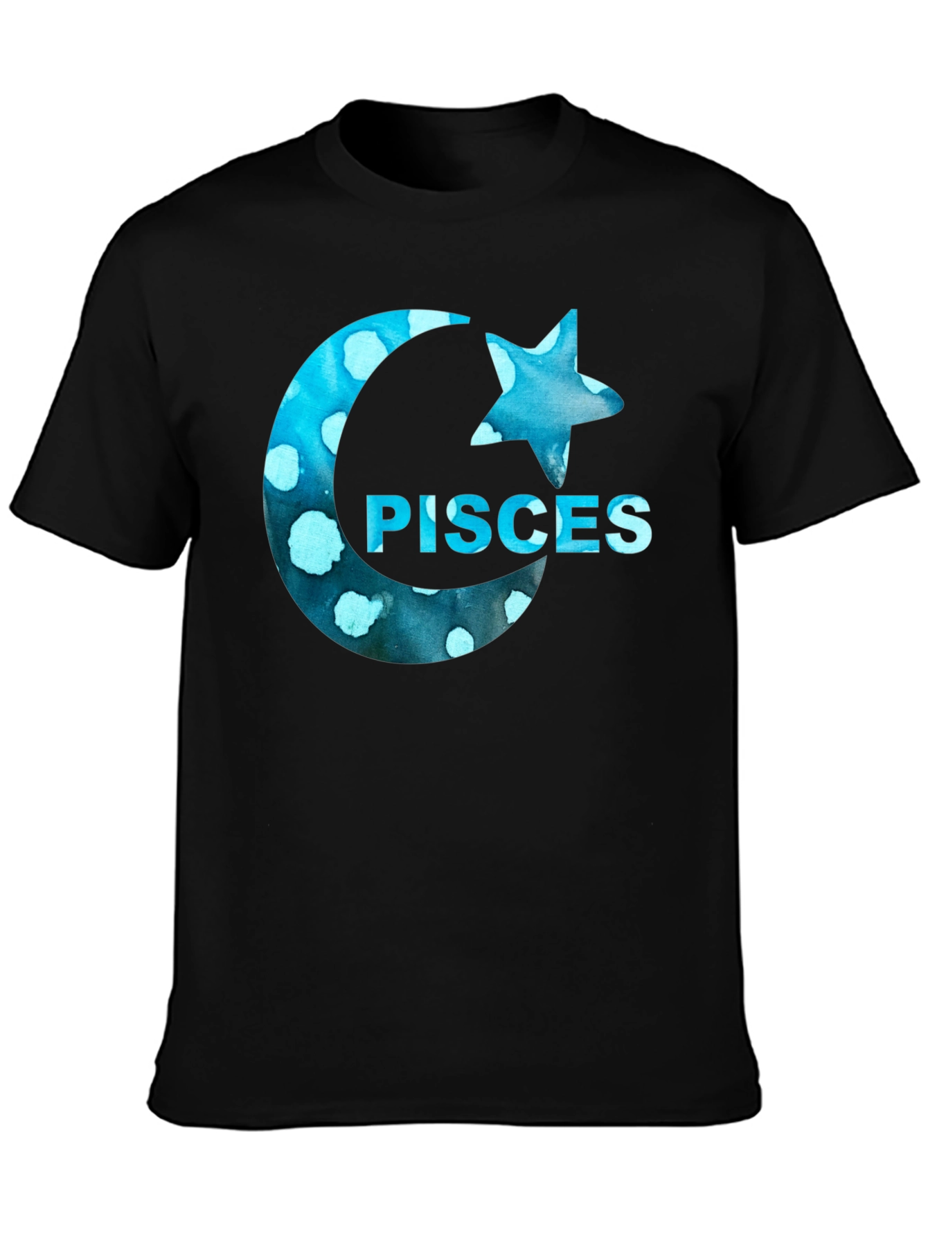 Pisces Zodiac T-Shirt - Blue Watercolor Design