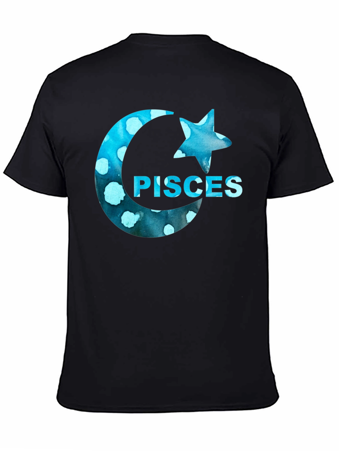 Pisces Zodiac T-Shirt - Blue Watercolor Design