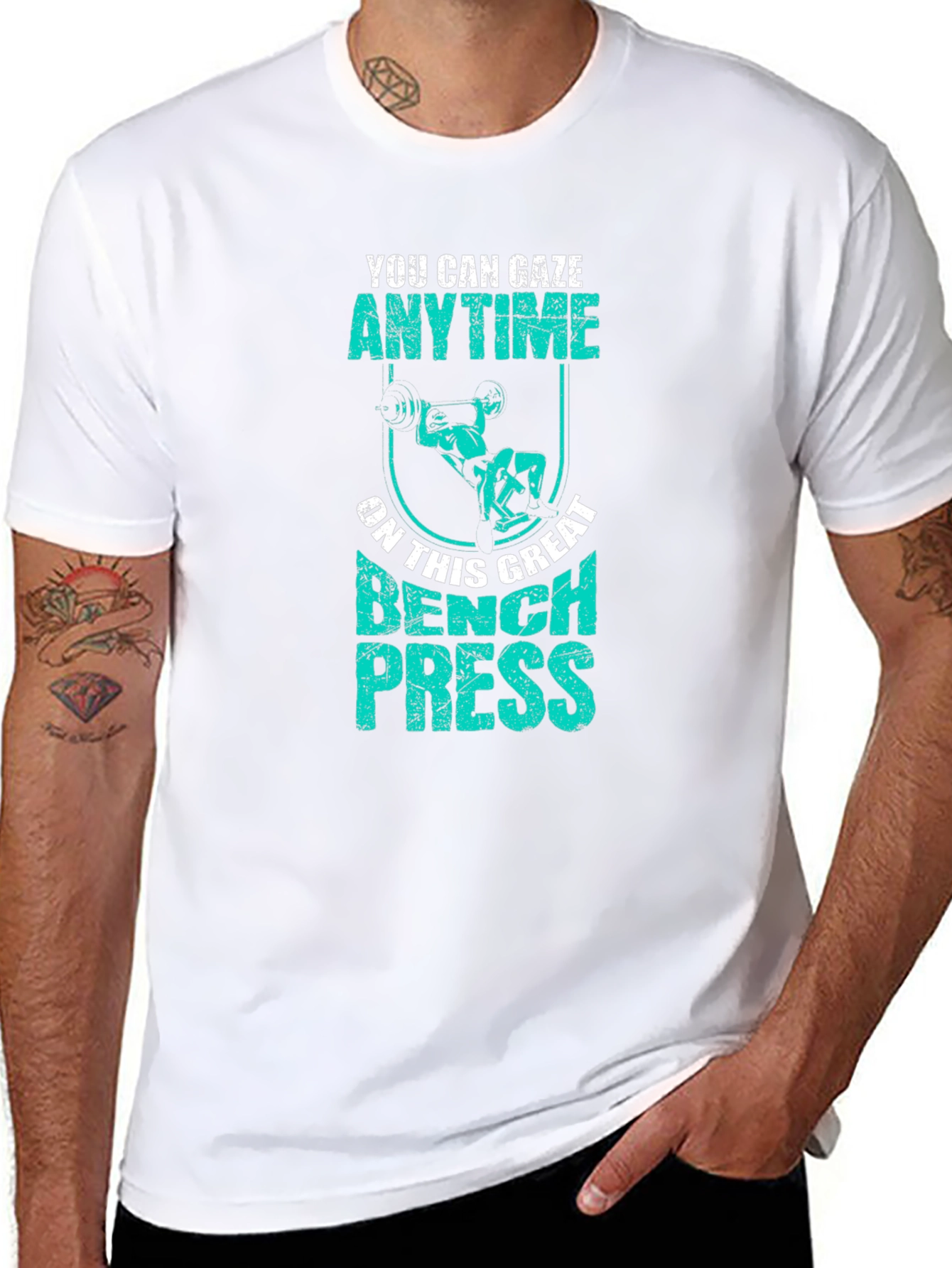 Bench Press Anytime Graphic T-Shirt Gym Workout Tee
