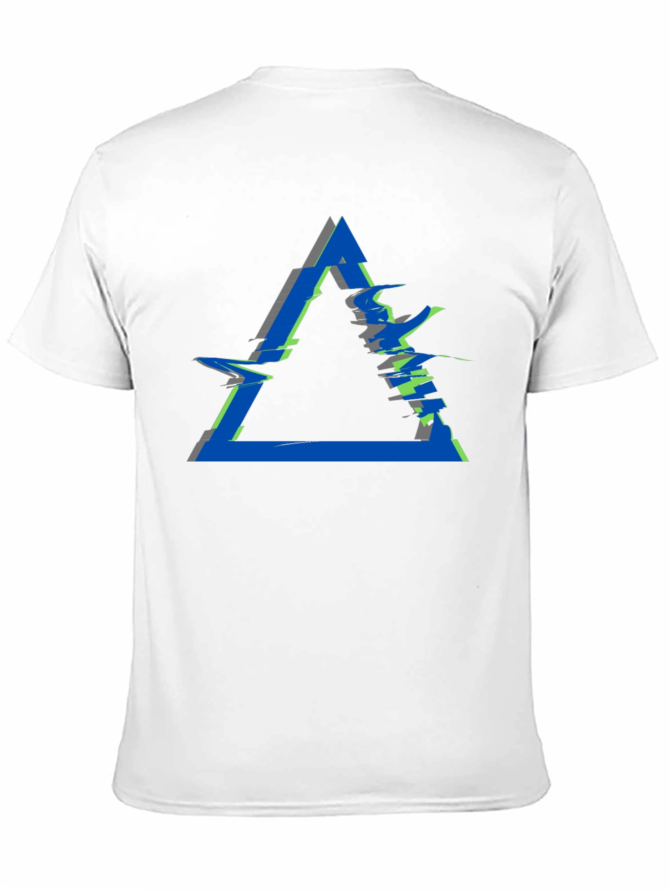 Abstract Triangle Glitch Graphic Black T-Shirt