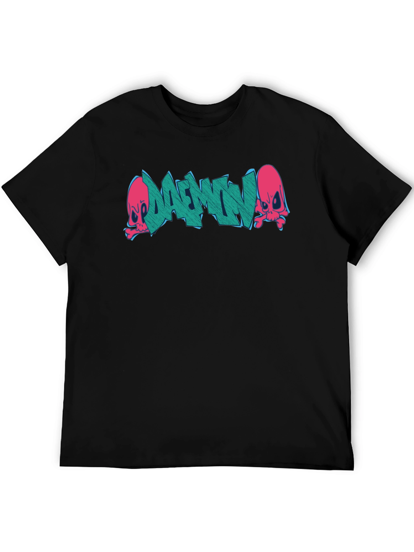 Daemon Graffiti Graphic T-Shirt - Black
