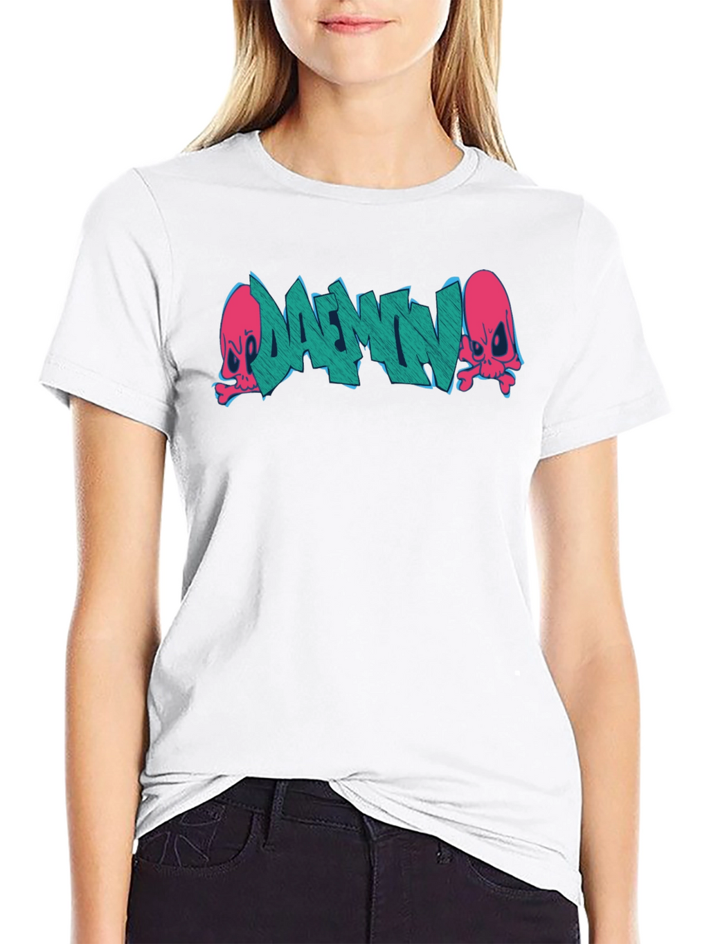 Daemon Graffiti Graphic T-Shirt - Black