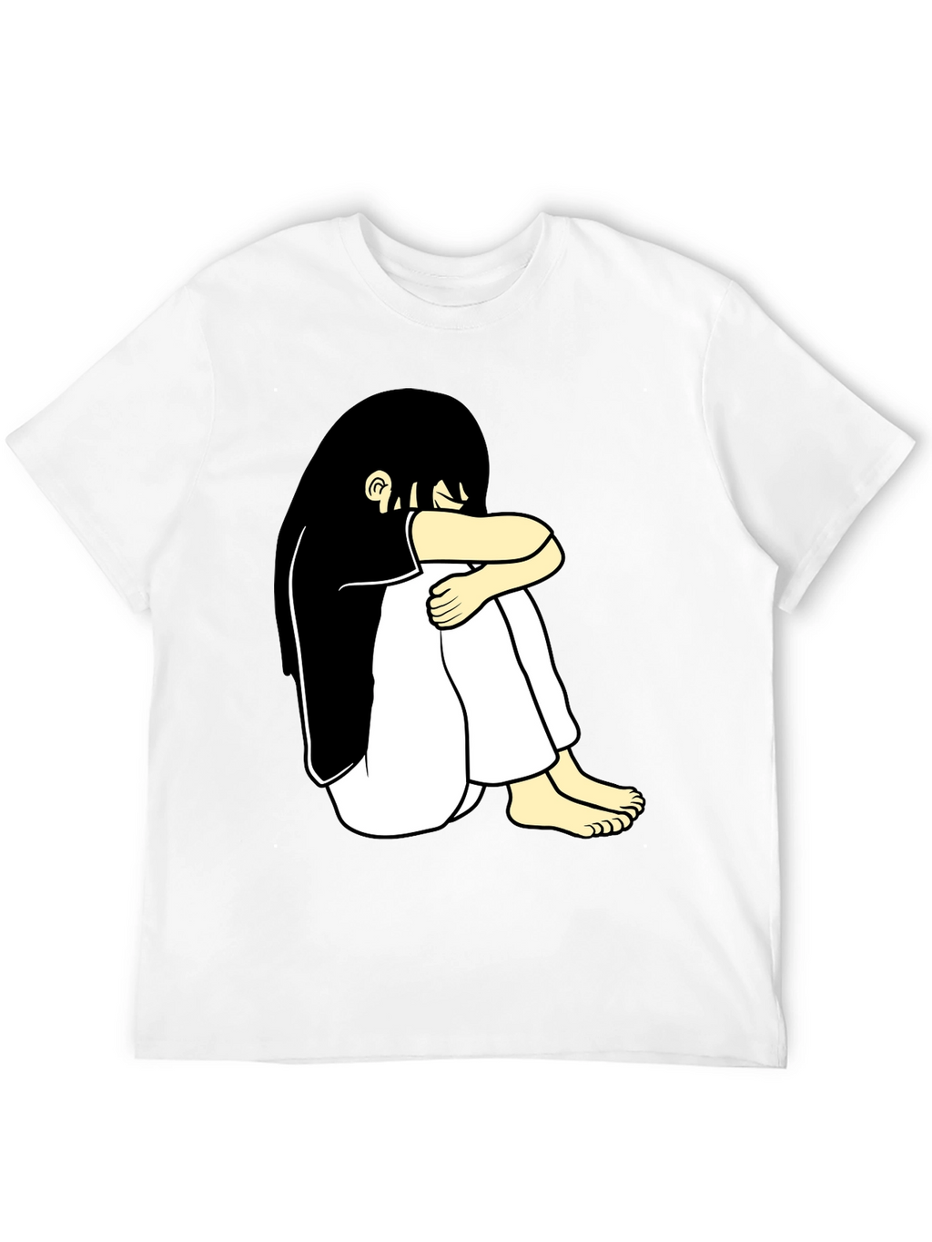 Black T-Shirt with Cartoon Girl Design
