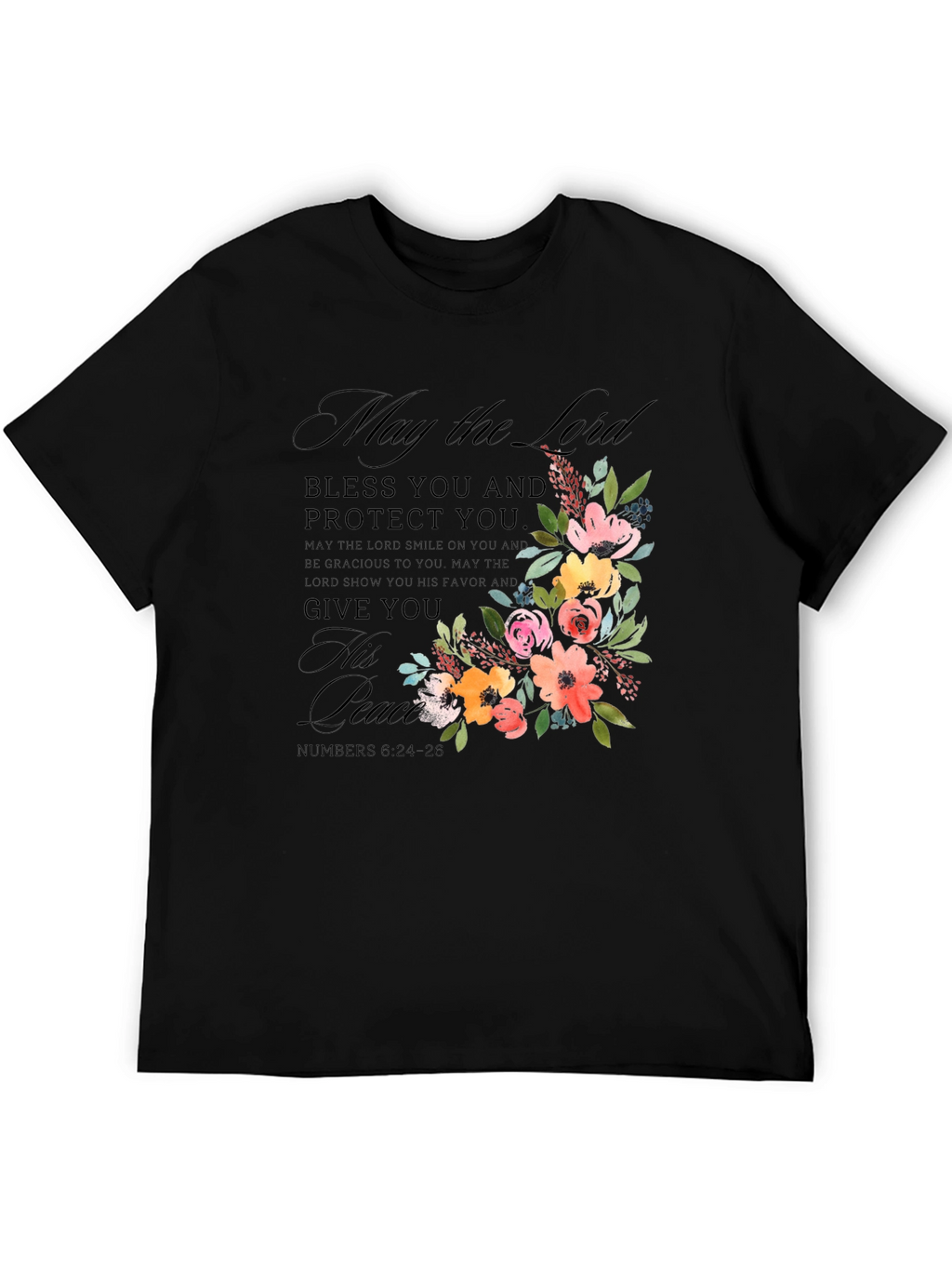 Floral Blessed Black T-Shirt for Men