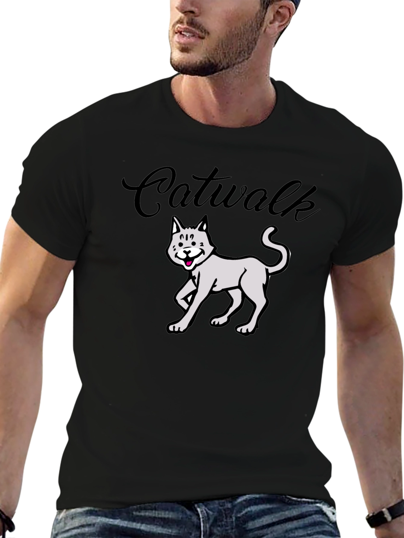 Catwalk Graphic Tee - Funny Cat T-Shirt