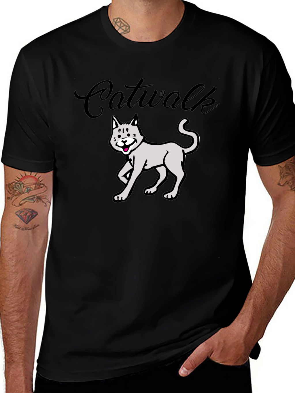 Catwalk Graphic Tee - Funny Cat T-Shirt