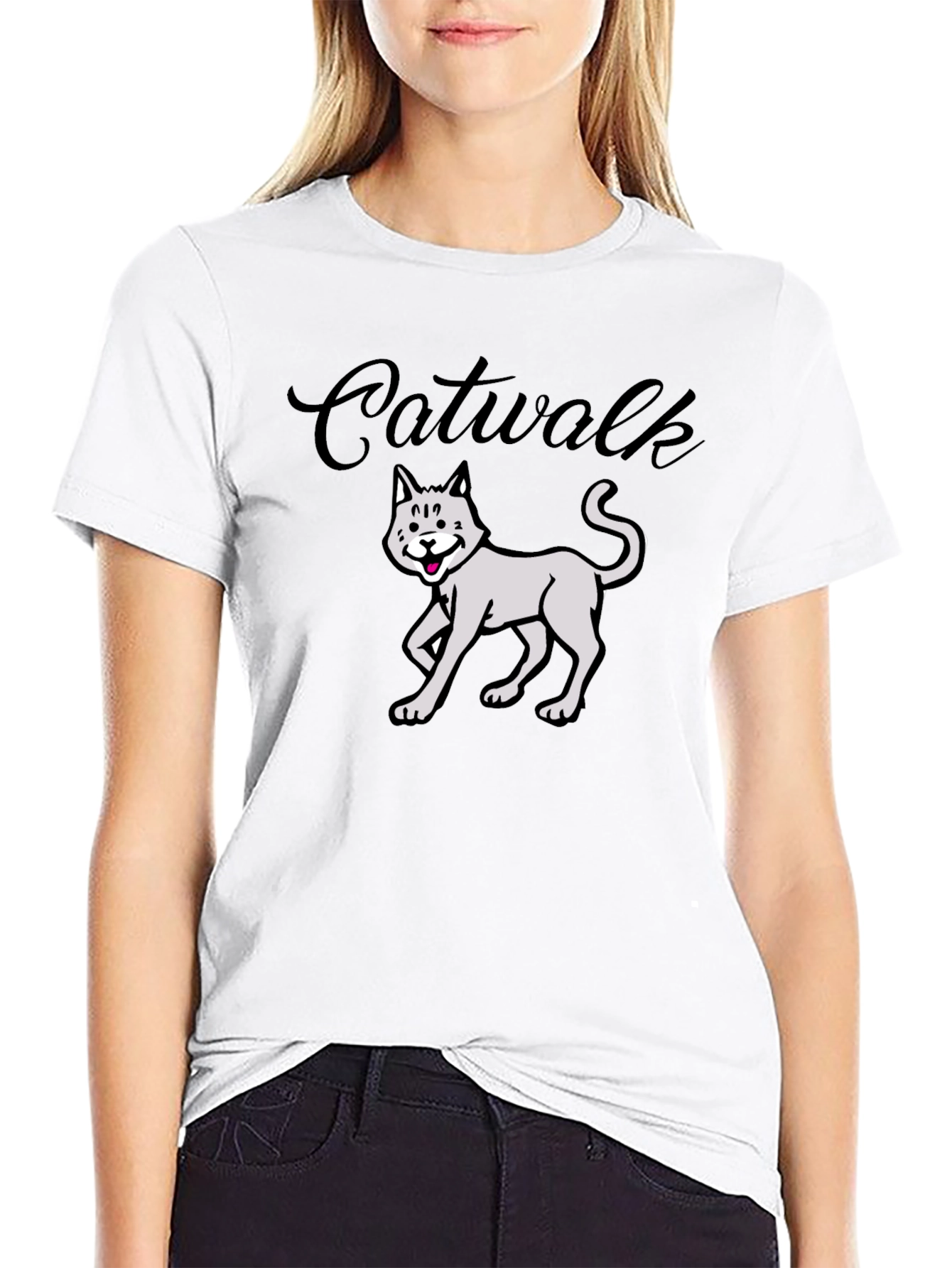 Catwalk Graphic Tee - Funny Cat T-Shirt