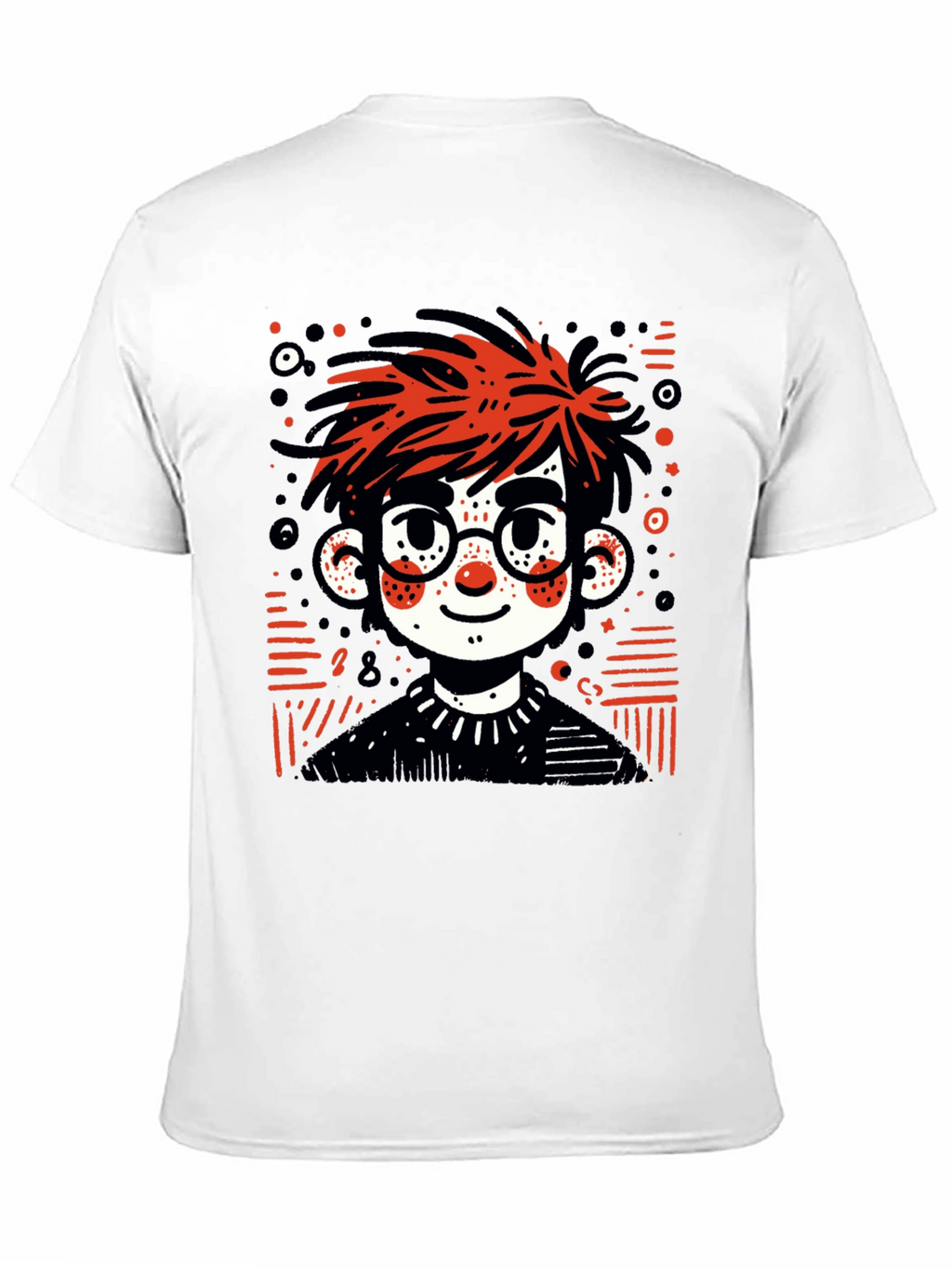 Cartoon Boy Graphic Tee - Black T-Shirt