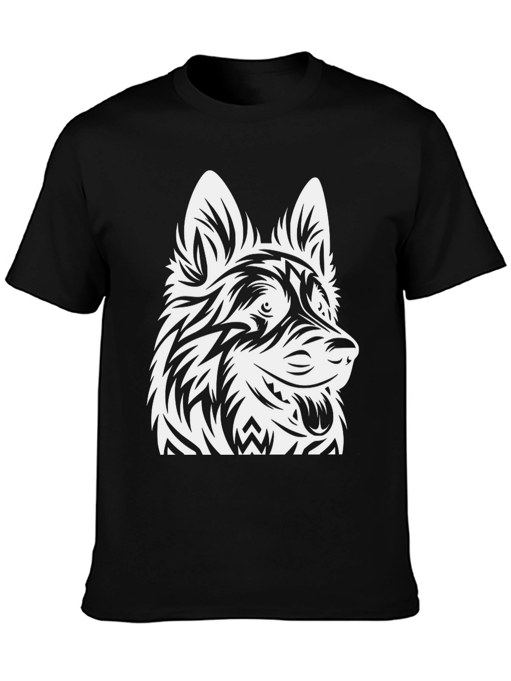 Tribal Dog Graphic Black Tee