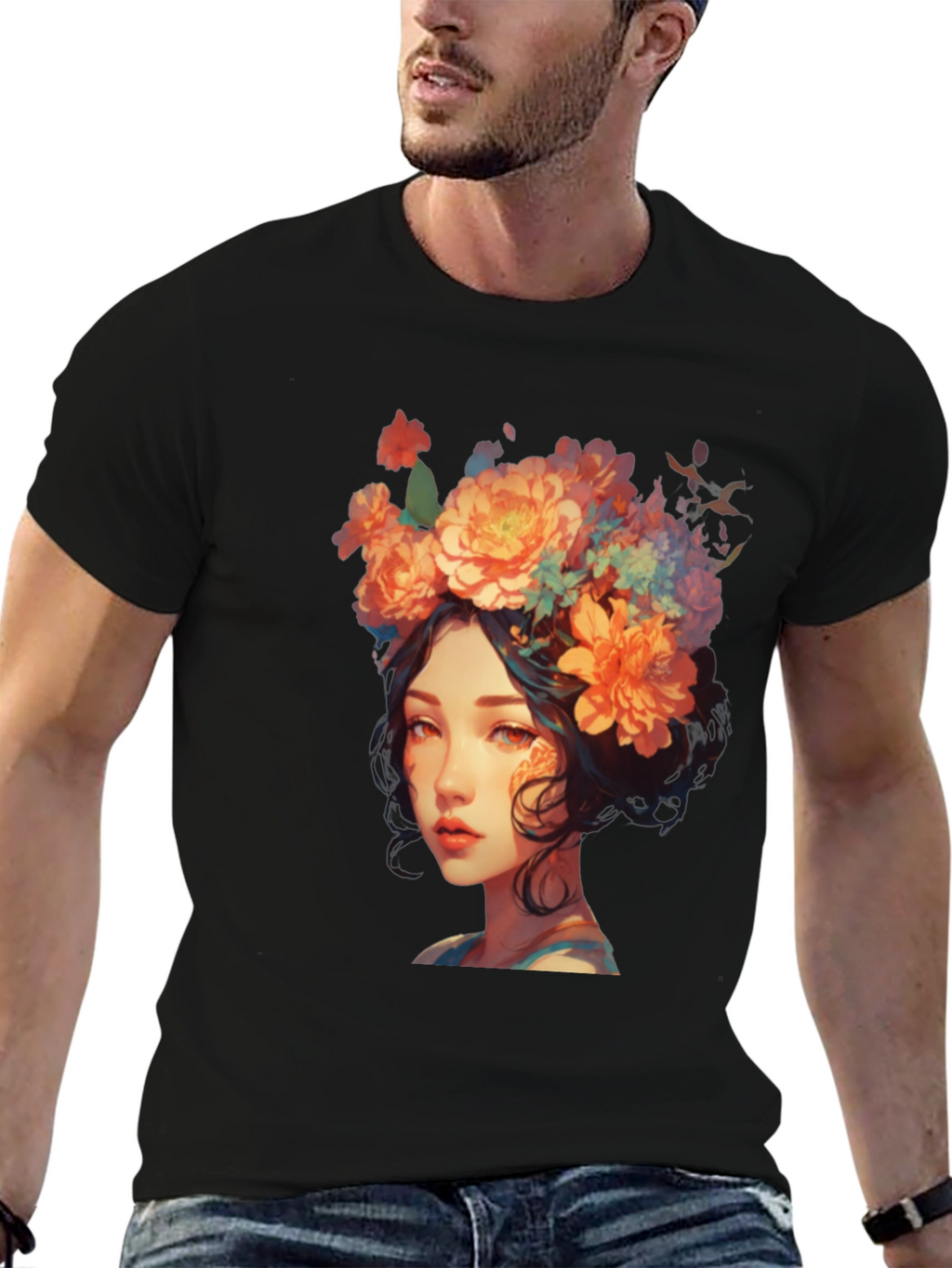 Floral Crown Girl Graphic T-Shirt