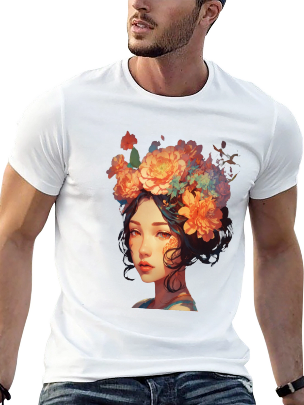 Floral Crown Girl Graphic T-Shirt