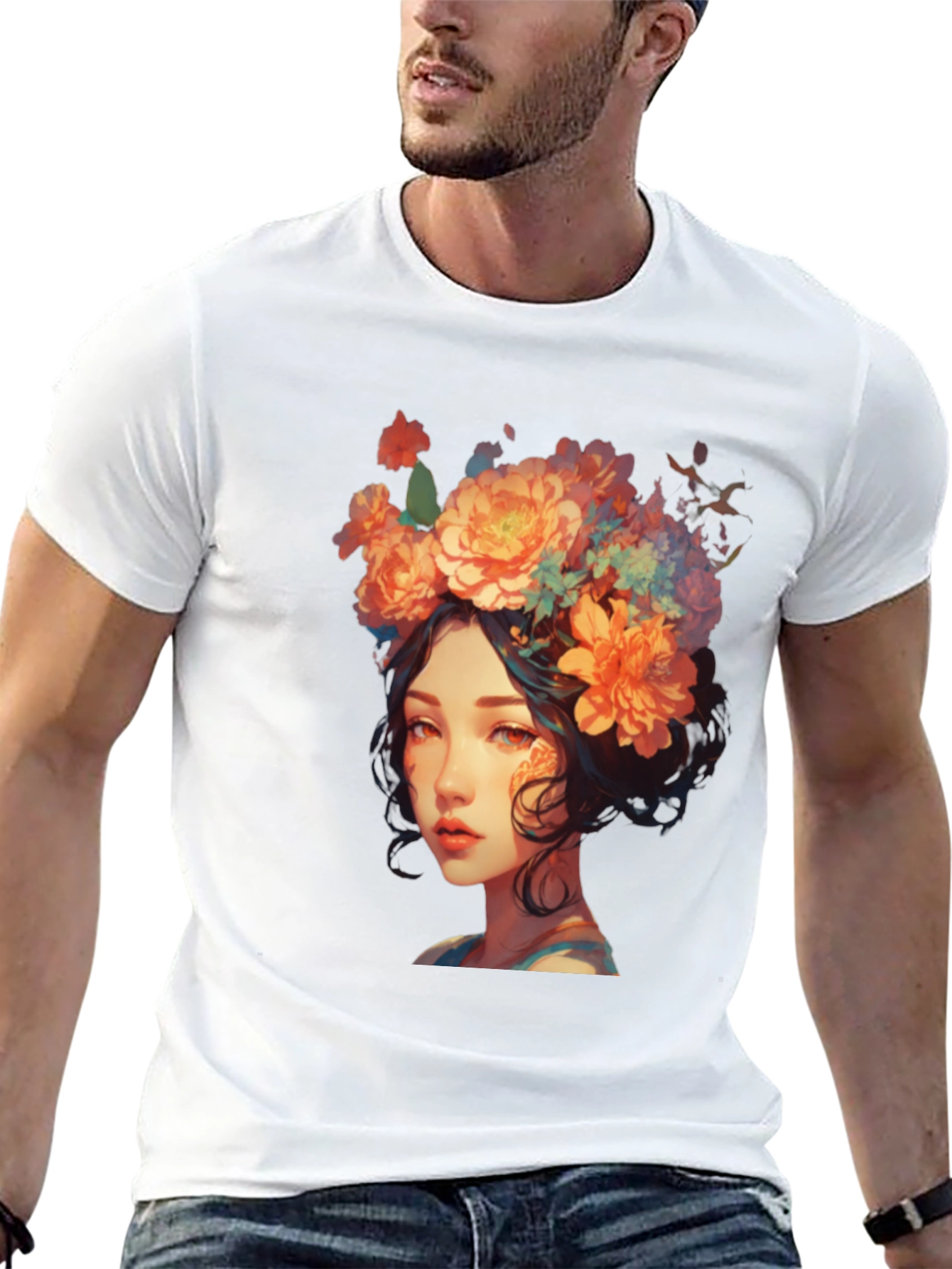 Floral Crown Girl Graphic T-Shirt