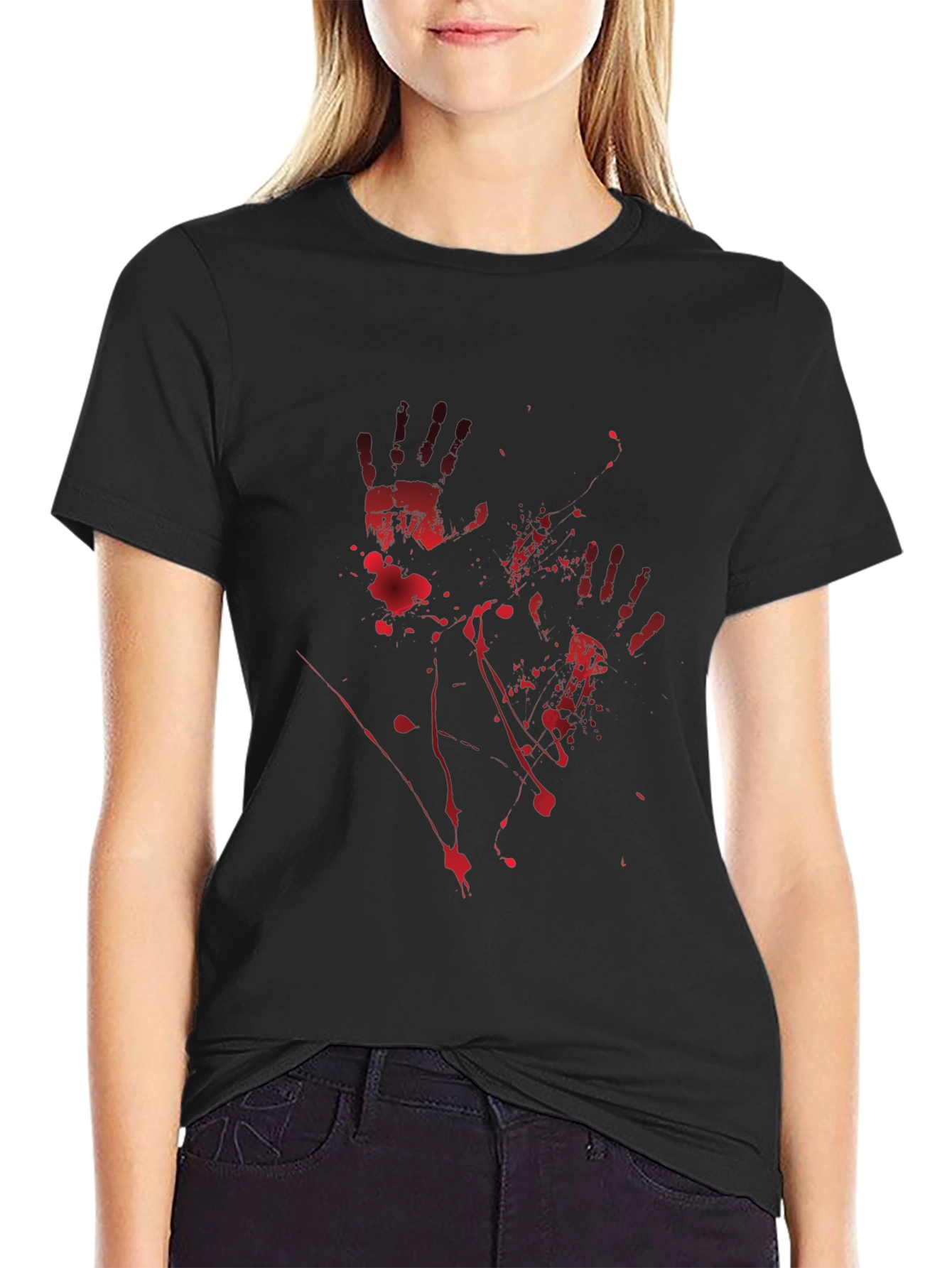 Bloody Handprint Graphic Tee - Horror Inspired Design