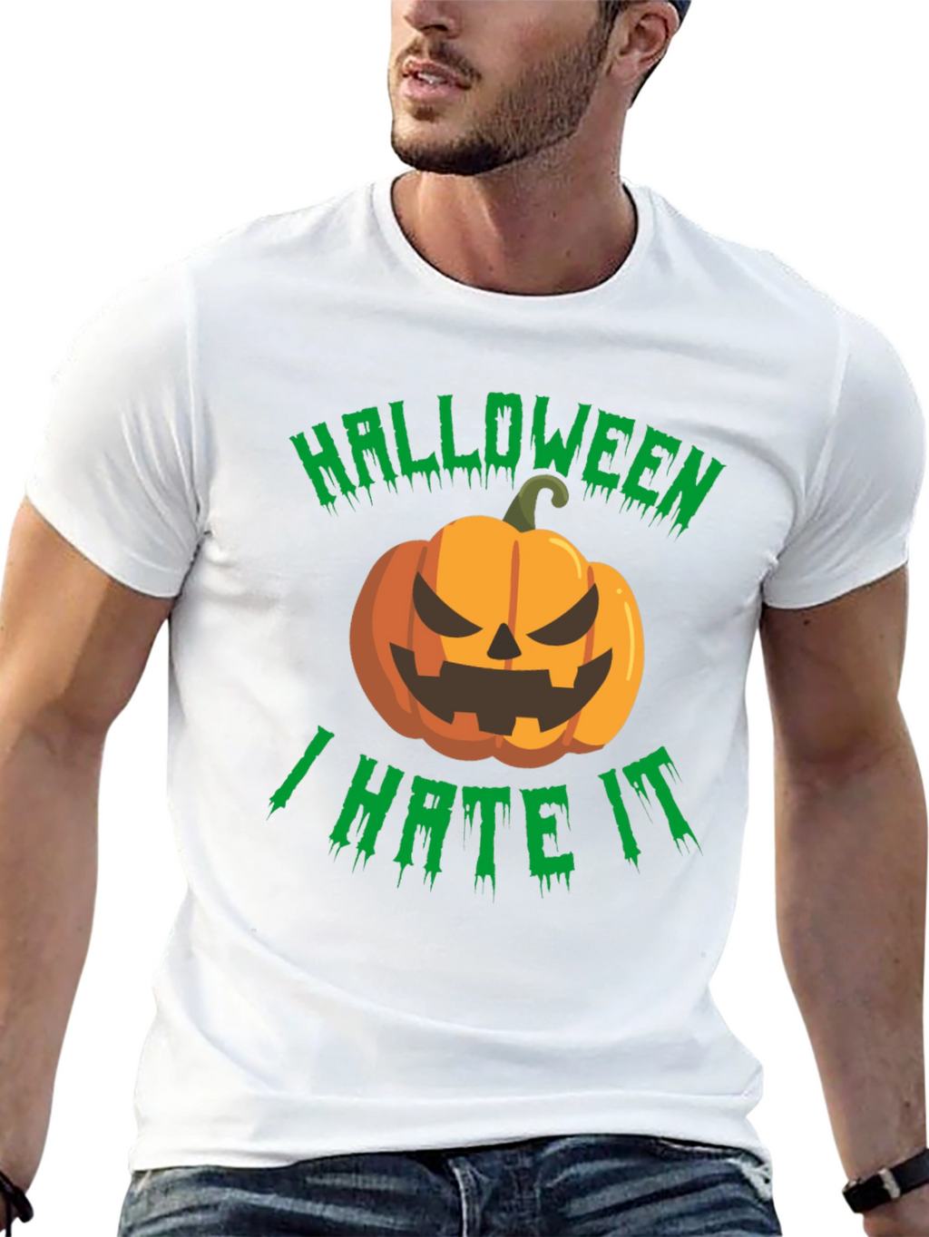 Halloween I Hate It T-Shirt - Spooky Pumpkin Design