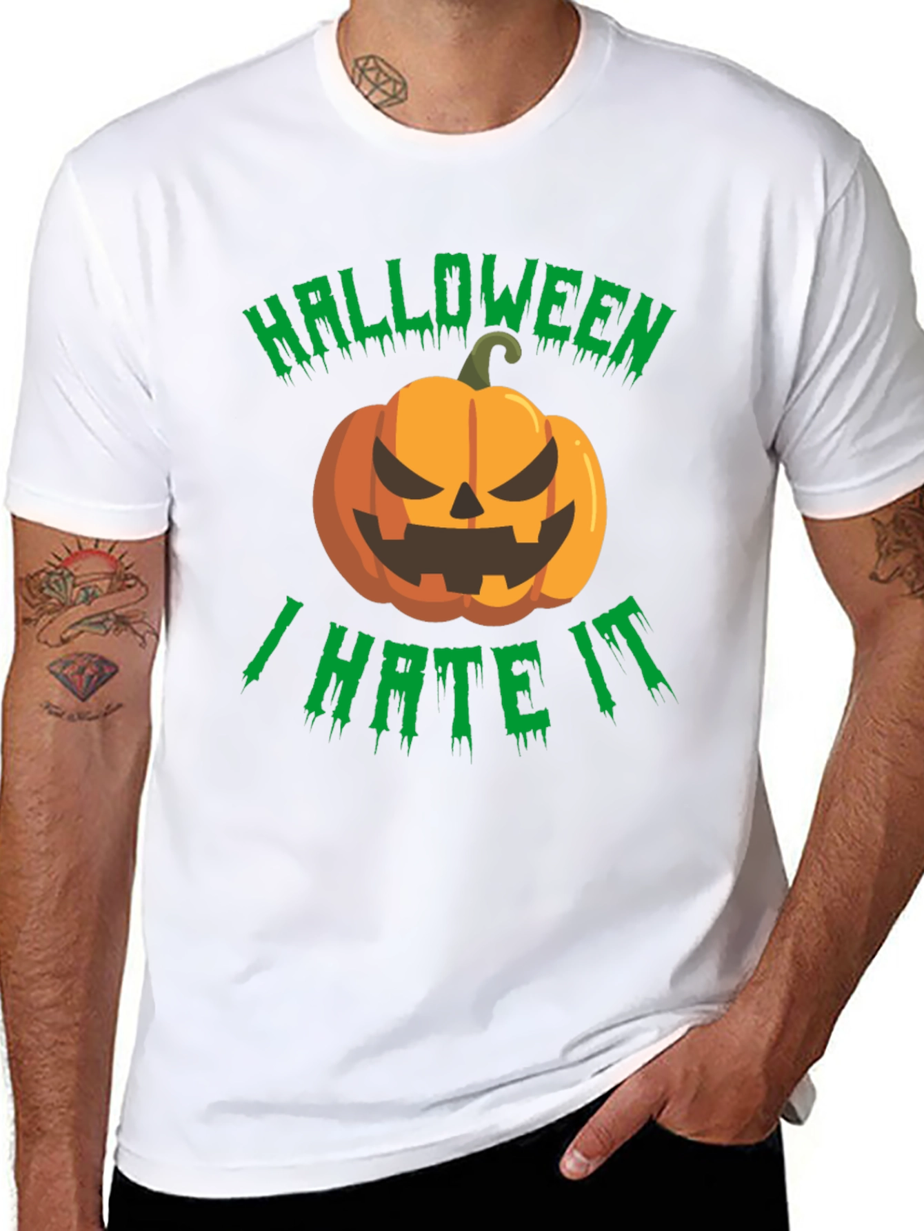 Halloween I Hate It T-Shirt - Spooky Pumpkin Design