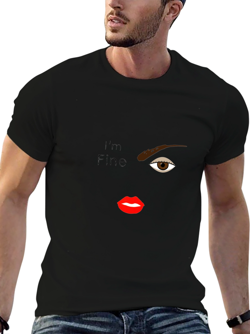 Im Fine T-Shirt - One Eye Lips Design