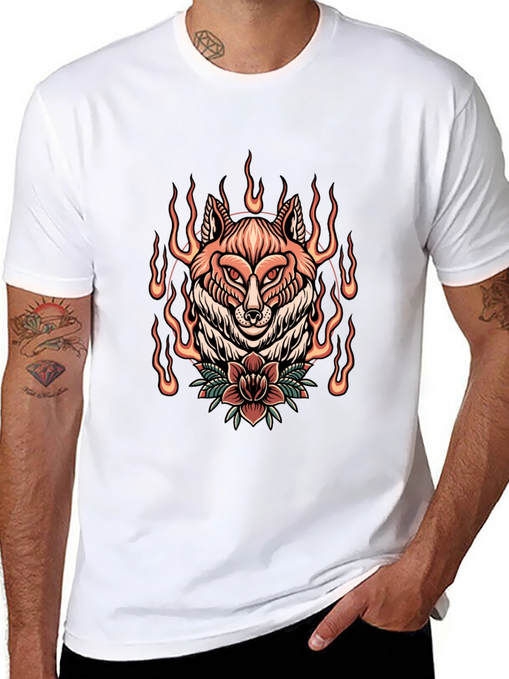 Flaming Fox Graphic Tee - Stylish Black T-Shirt
