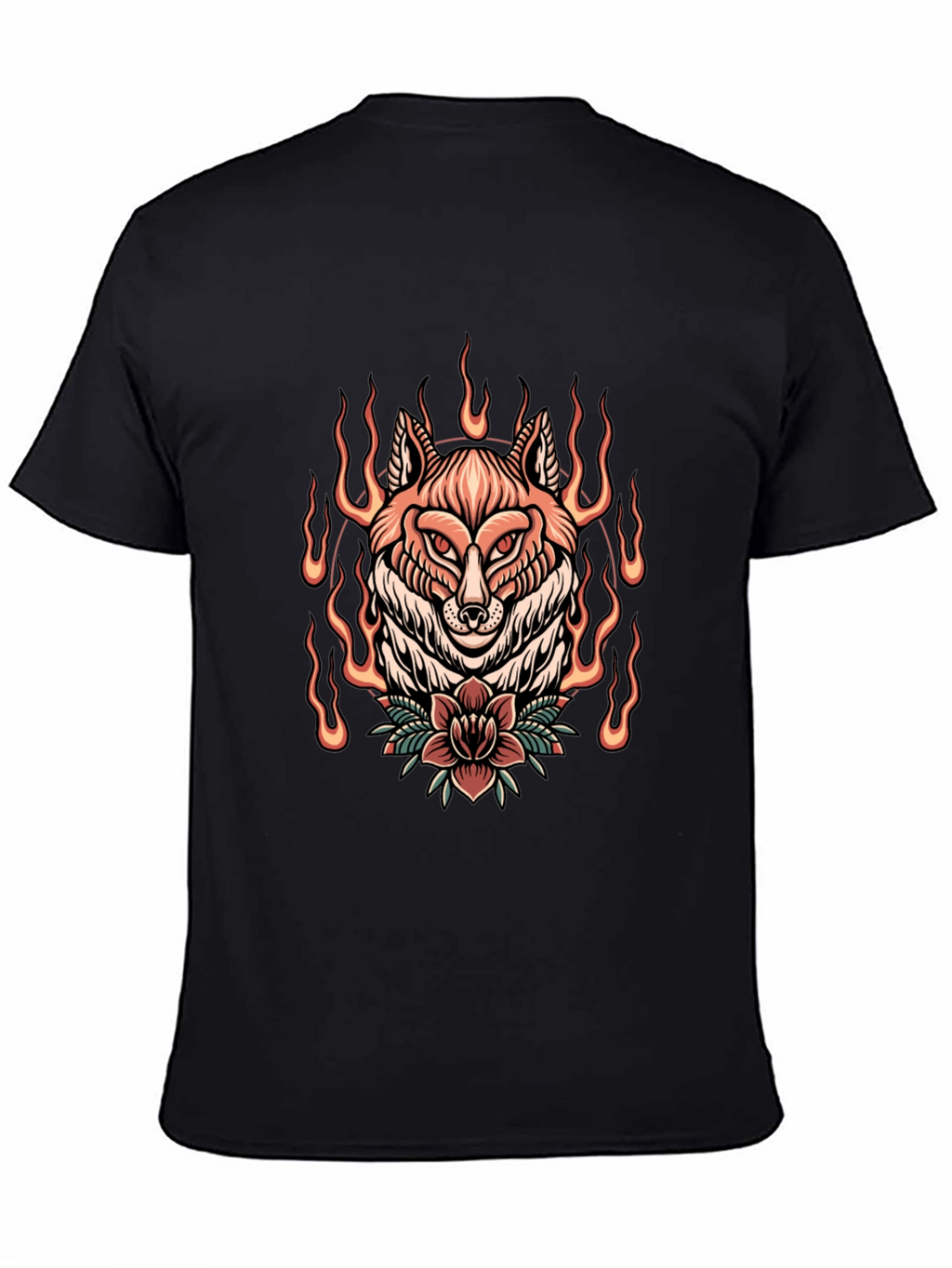Flaming Fox Graphic Tee - Stylish Black T-Shirt