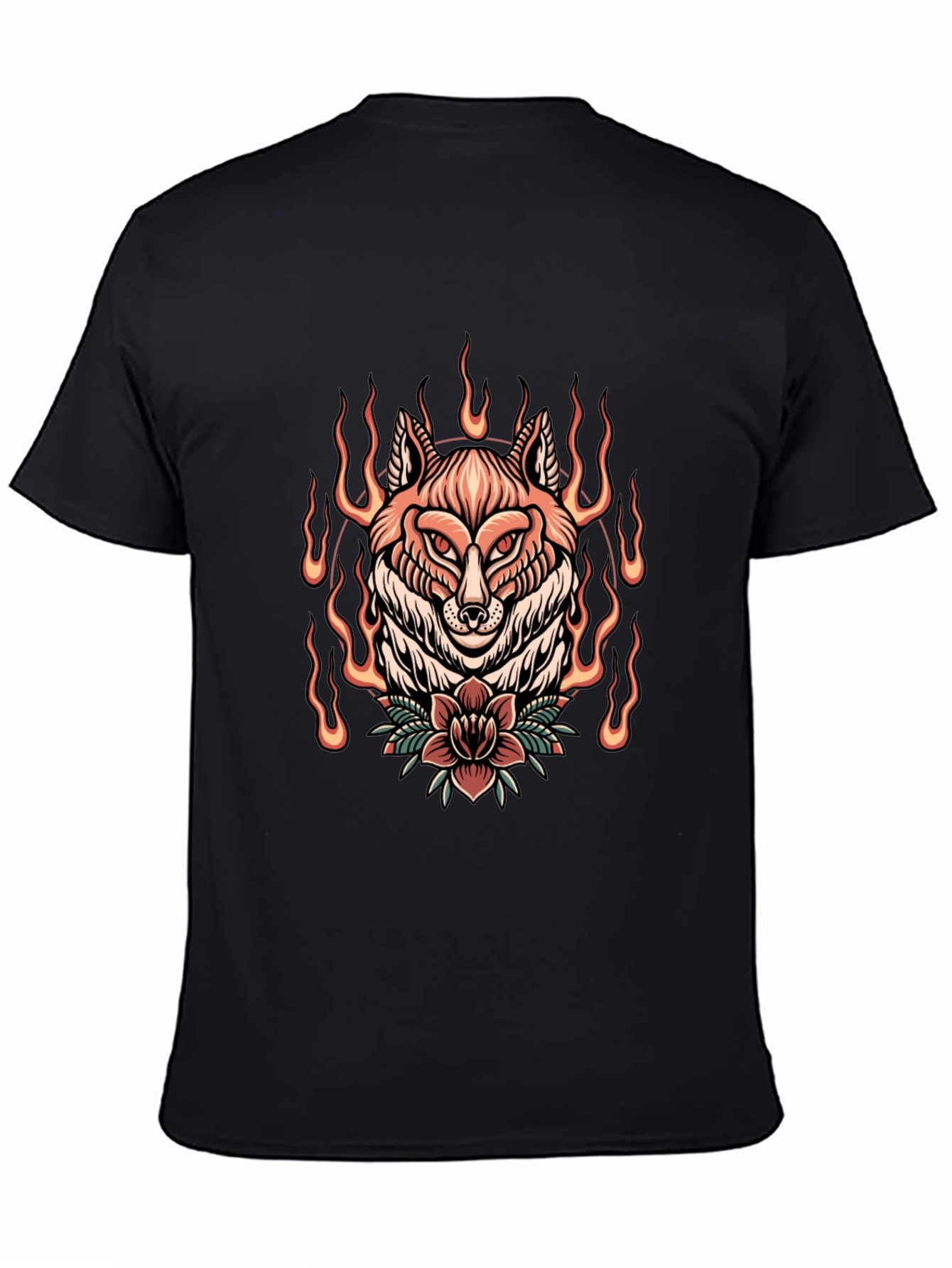 Flaming Fox Graphic Tee - Stylish Black T-Shirt