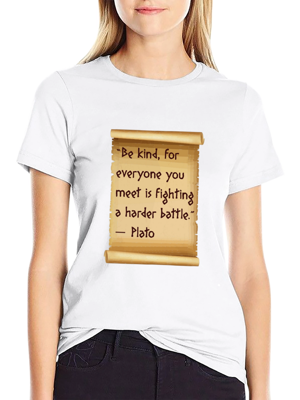Be Kind T-Shirt - Plato Quote Scroll Design
