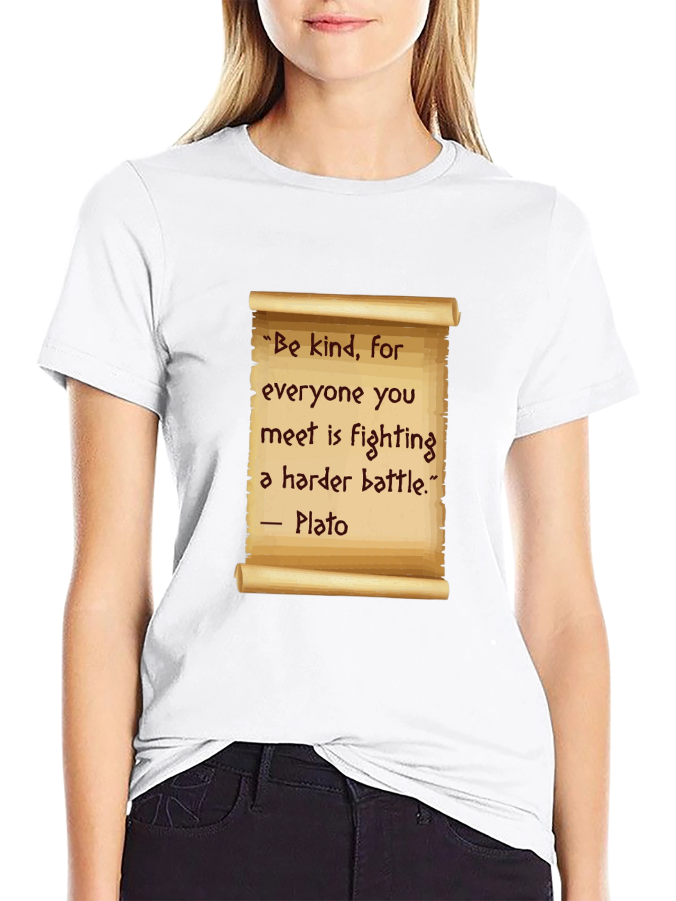 Be Kind T-Shirt - Plato Quote Scroll Design